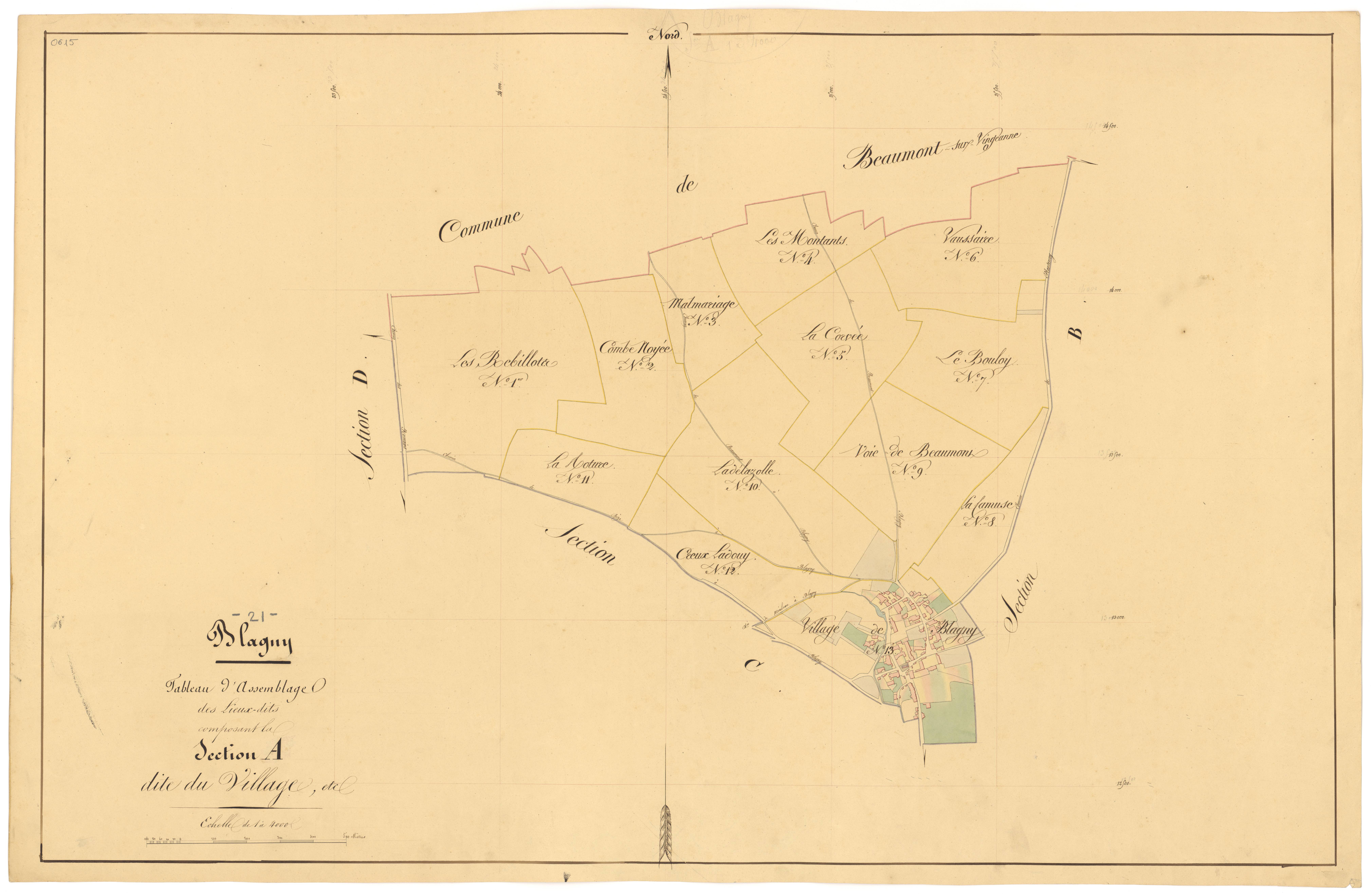 Blagny-sur-Vingeanne - Section A (tableau d'assemblage) - 3 P PLAN 82/2