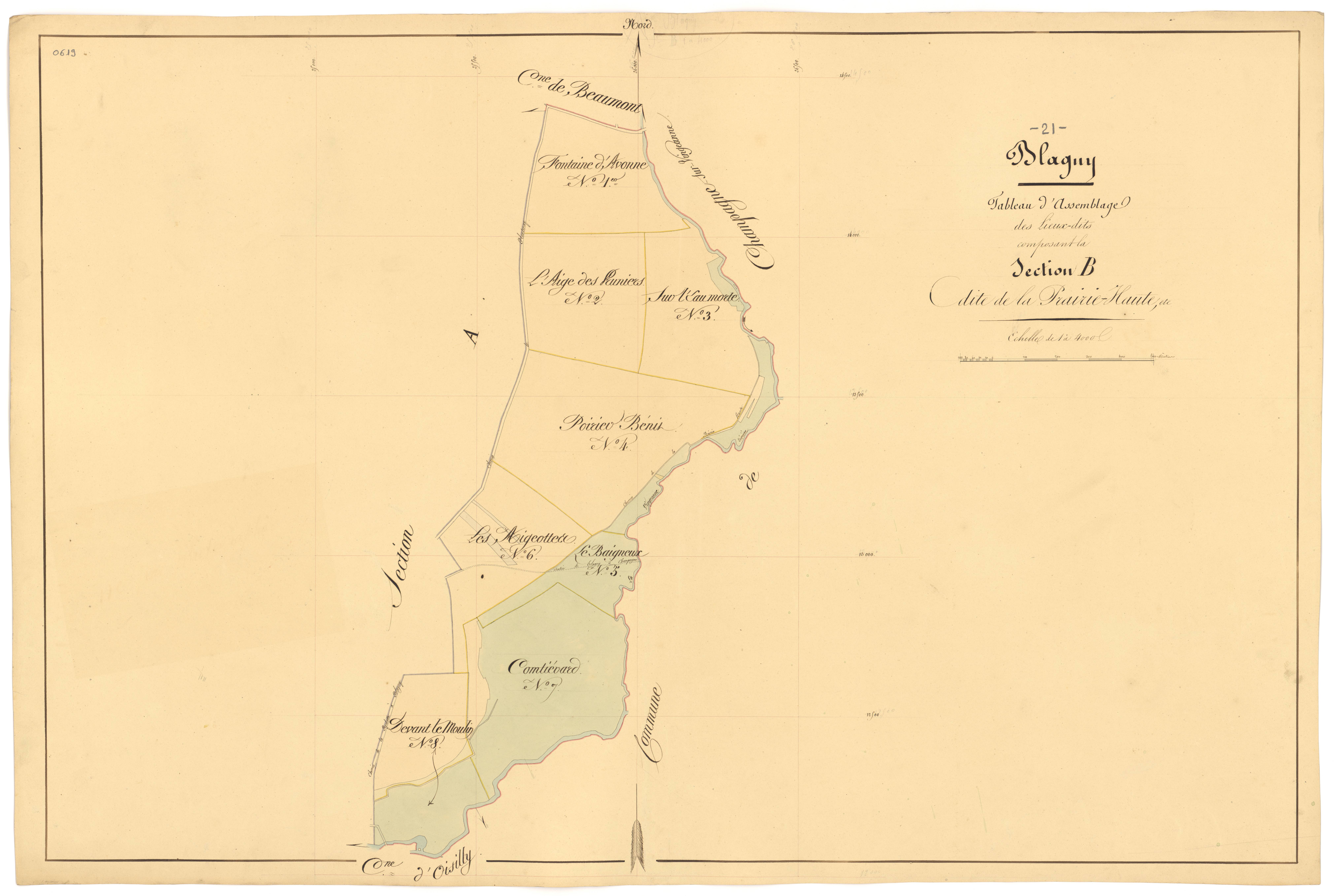 Blagny-sur-Vingeanne - Section B (tableau d'assemblage) - 3 P PLAN 82/6