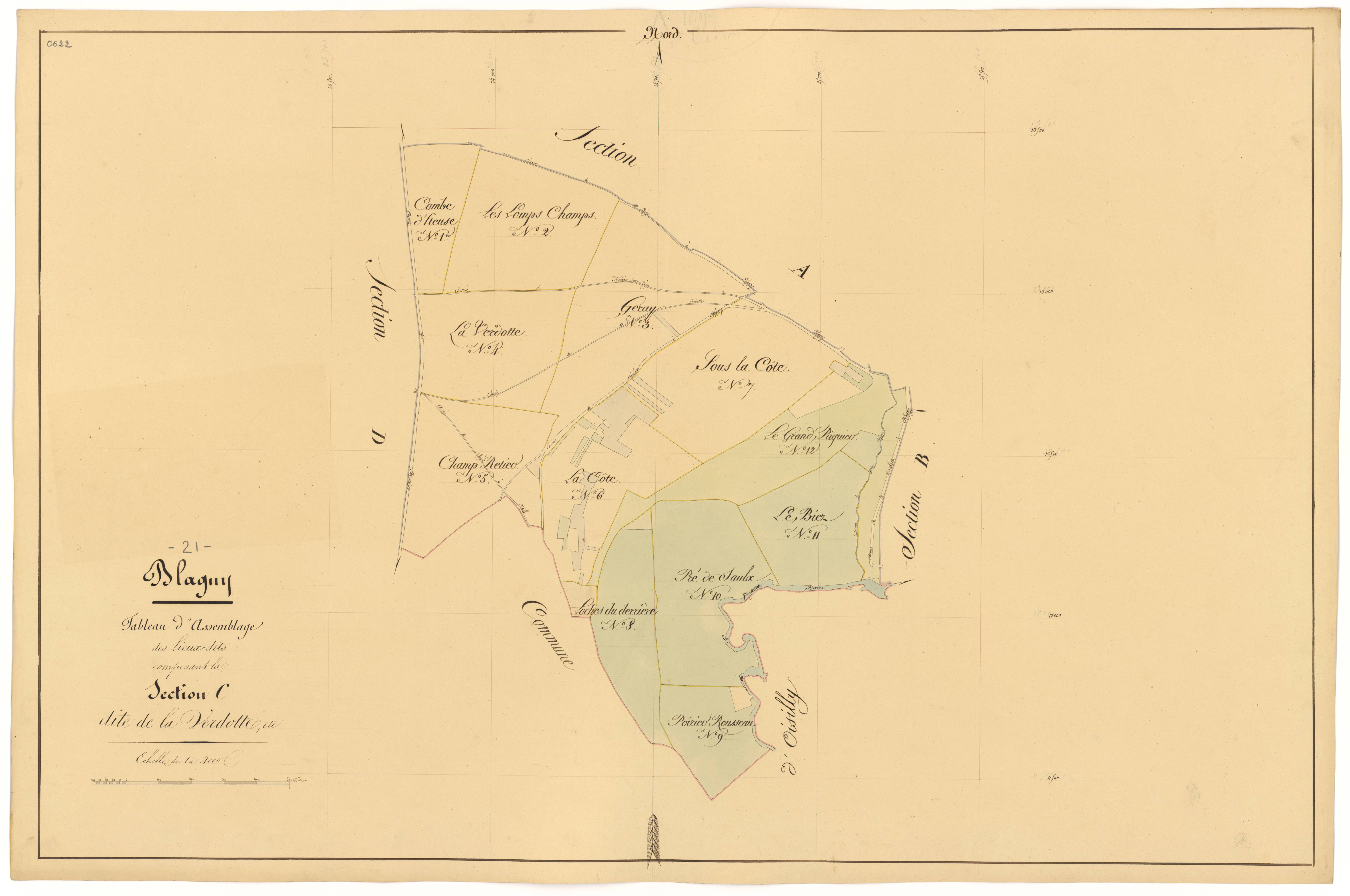 Blagny-sur-Vingeanne - Section C (tableau d'assemblage) - 3 P PLAN 82/9