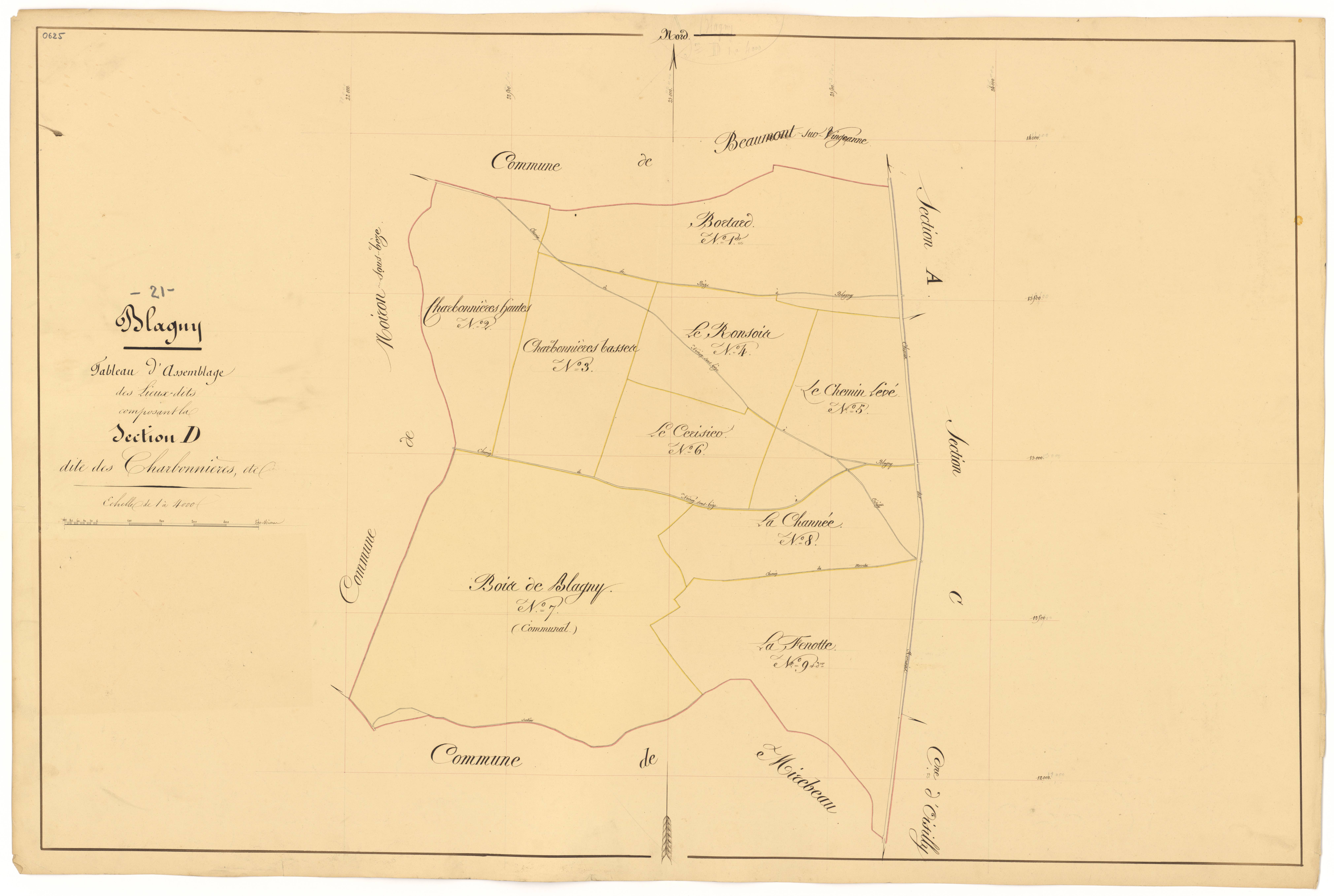 Blagny-sur-Vingeanne - Section D (tableau d'assemblage) - 3 P PLAN 82/12