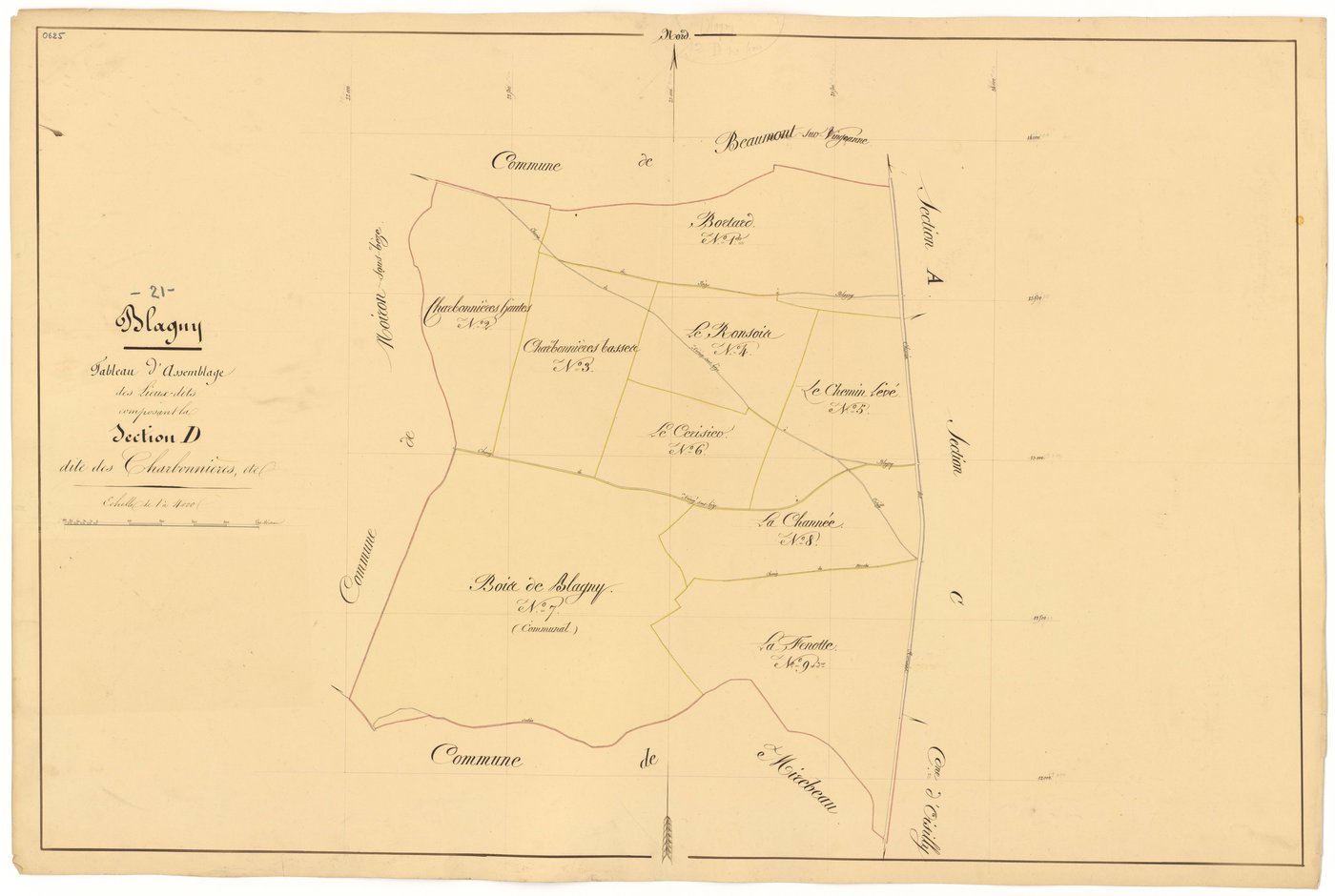 Blagny-sur-Vingeanne - Section D (tableau d'assemblage) - 3 P PLAN 82/12