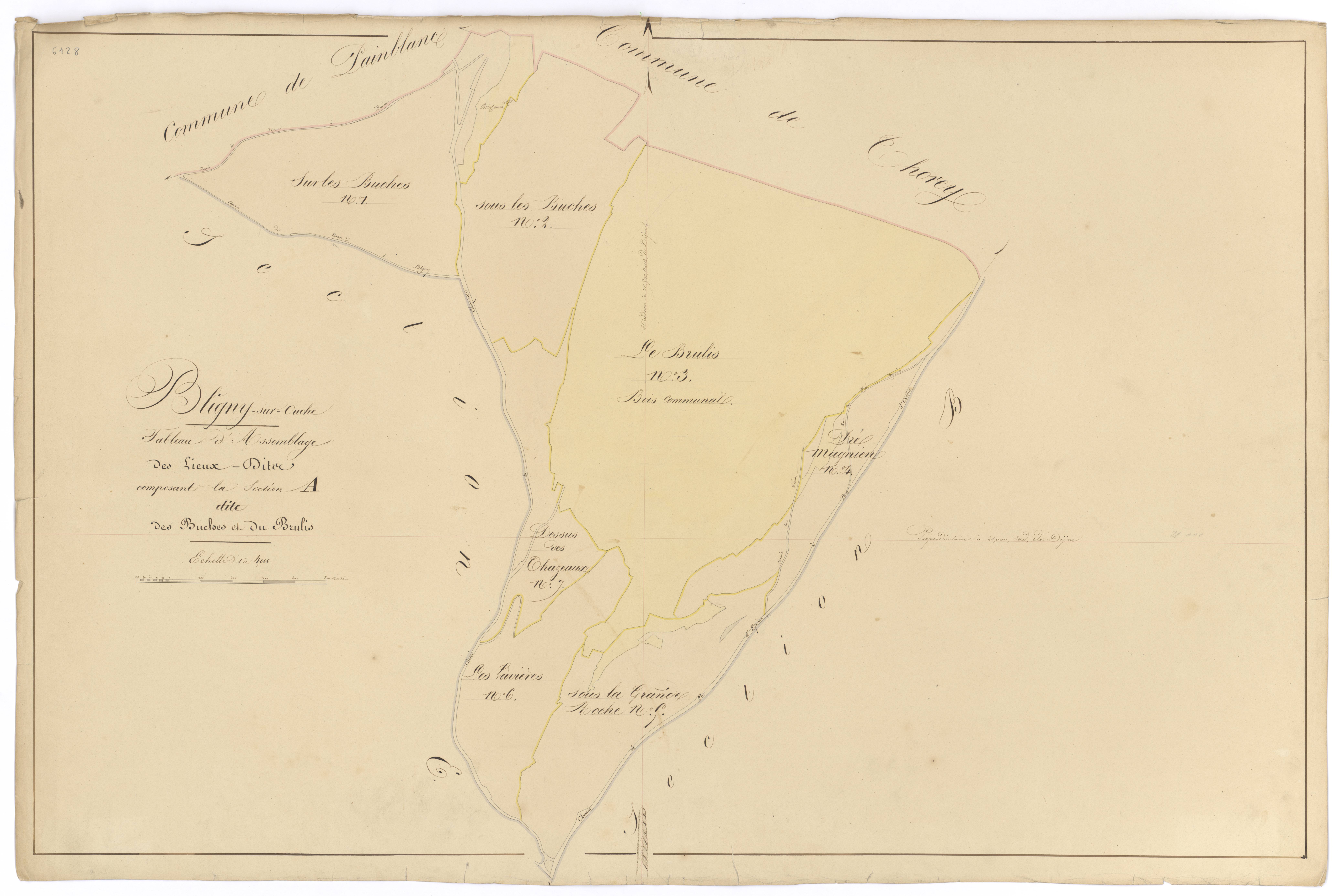 Bligny-sur-Ouche - Section A (tableau d'assemblage) - 3 P PLAN 90/2