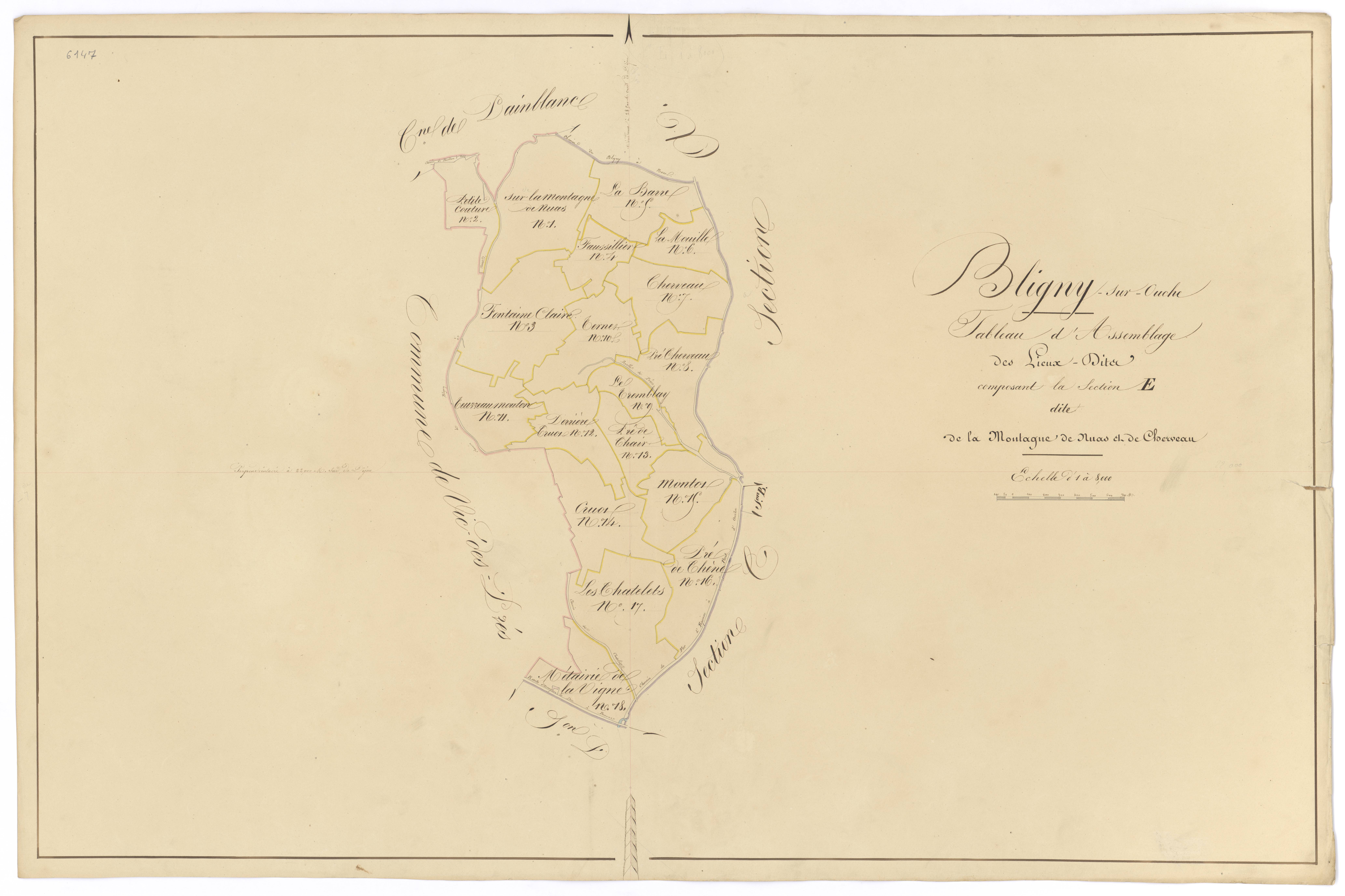 Bligny-sur-Ouche - Section E (tableau d'assemblage) - 3 P PLAN 90/21