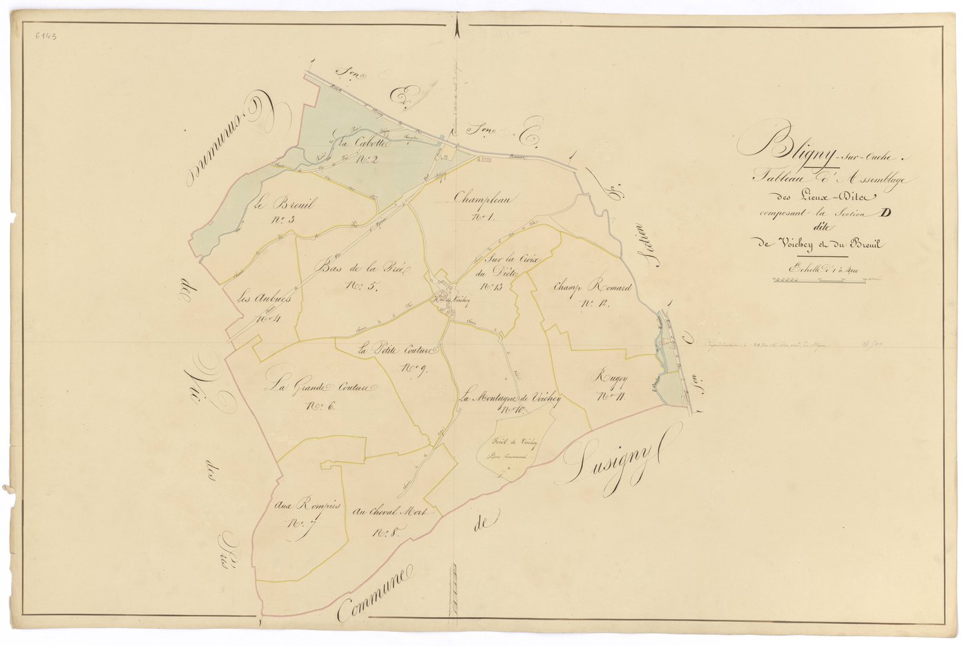 Bligny-sur-Ouche - Section D (tableau d'assemblage) - 3 P PLAN 90/17