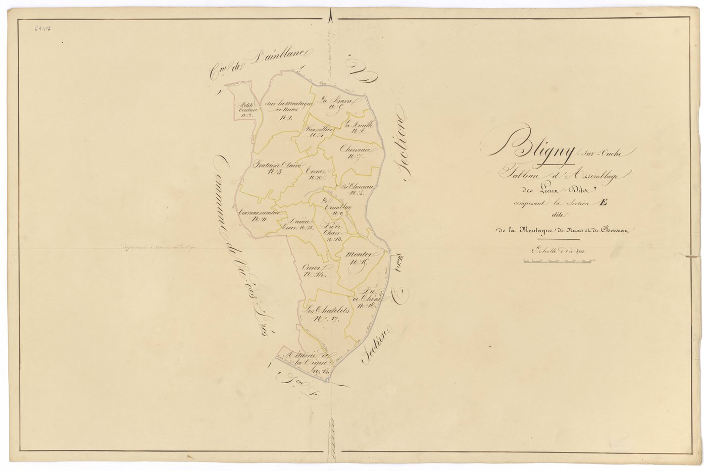 Bligny-sur-Ouche - Section E (tableau d'assemblage) - 3 P PLAN 90/21