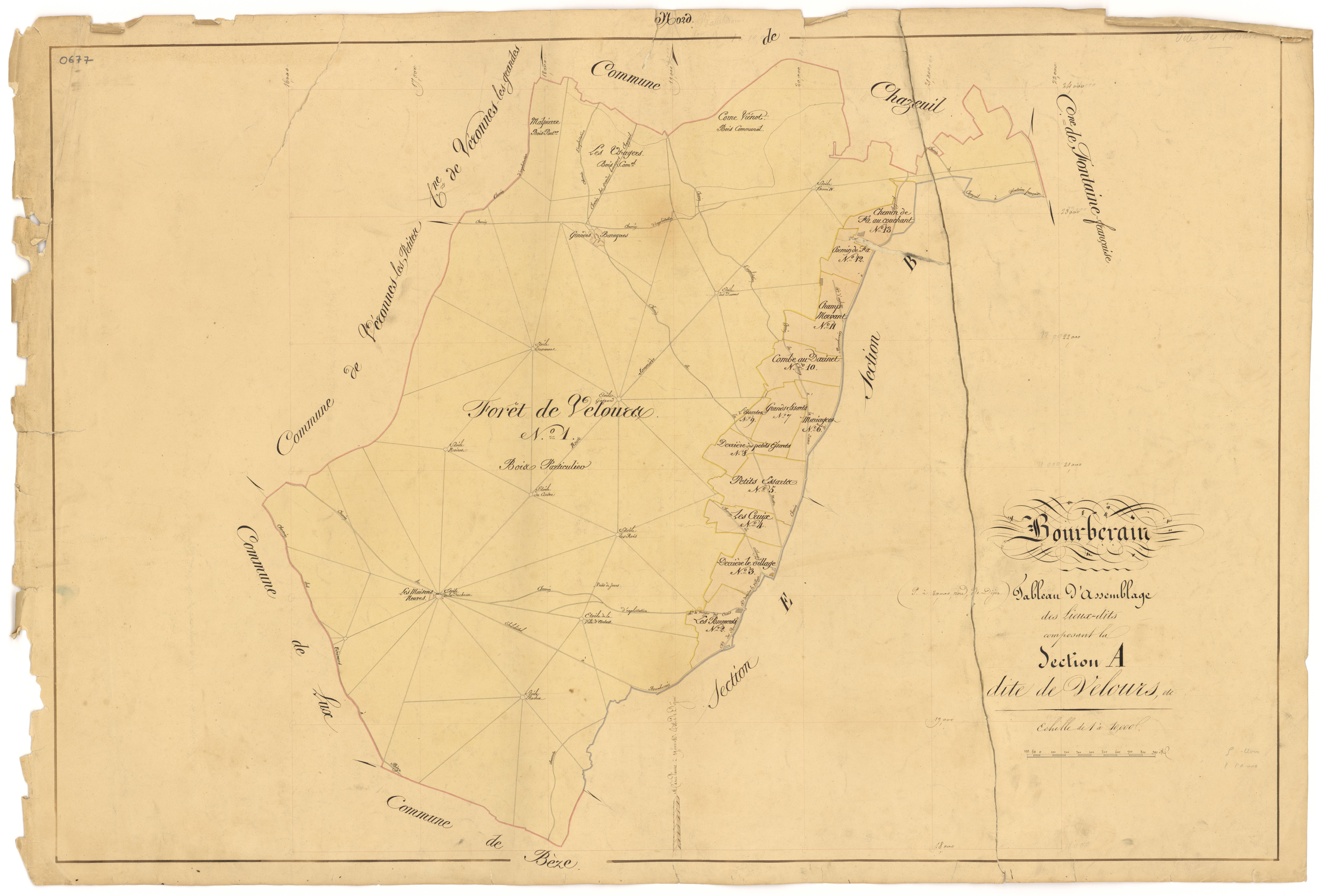 Bourberain - Section A (tableau d'assemblage) - 3 P PLAN 97/2