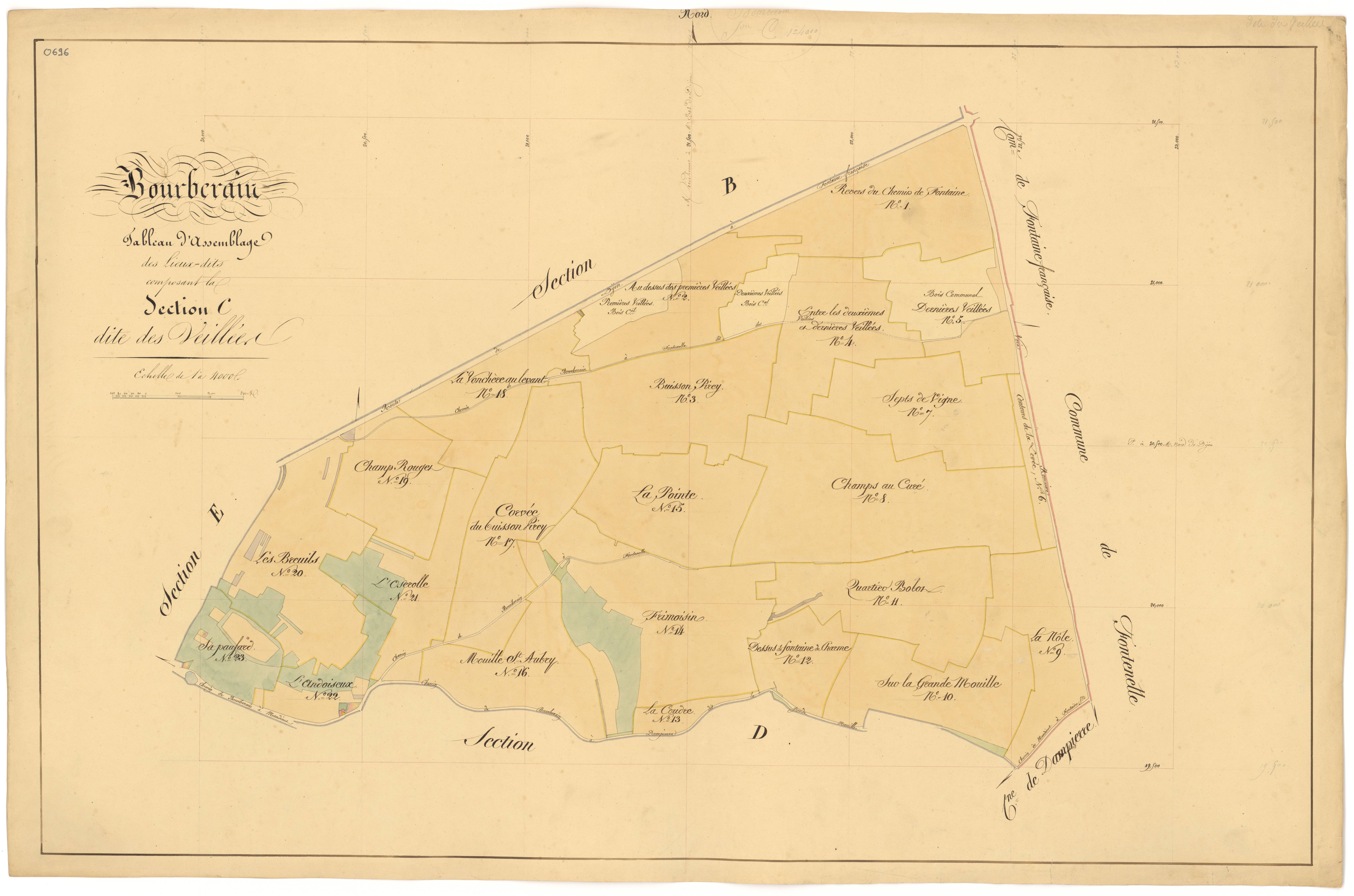 Bourberain - Section C (tableau d'assemblage) - 3 P PLAN 97/21