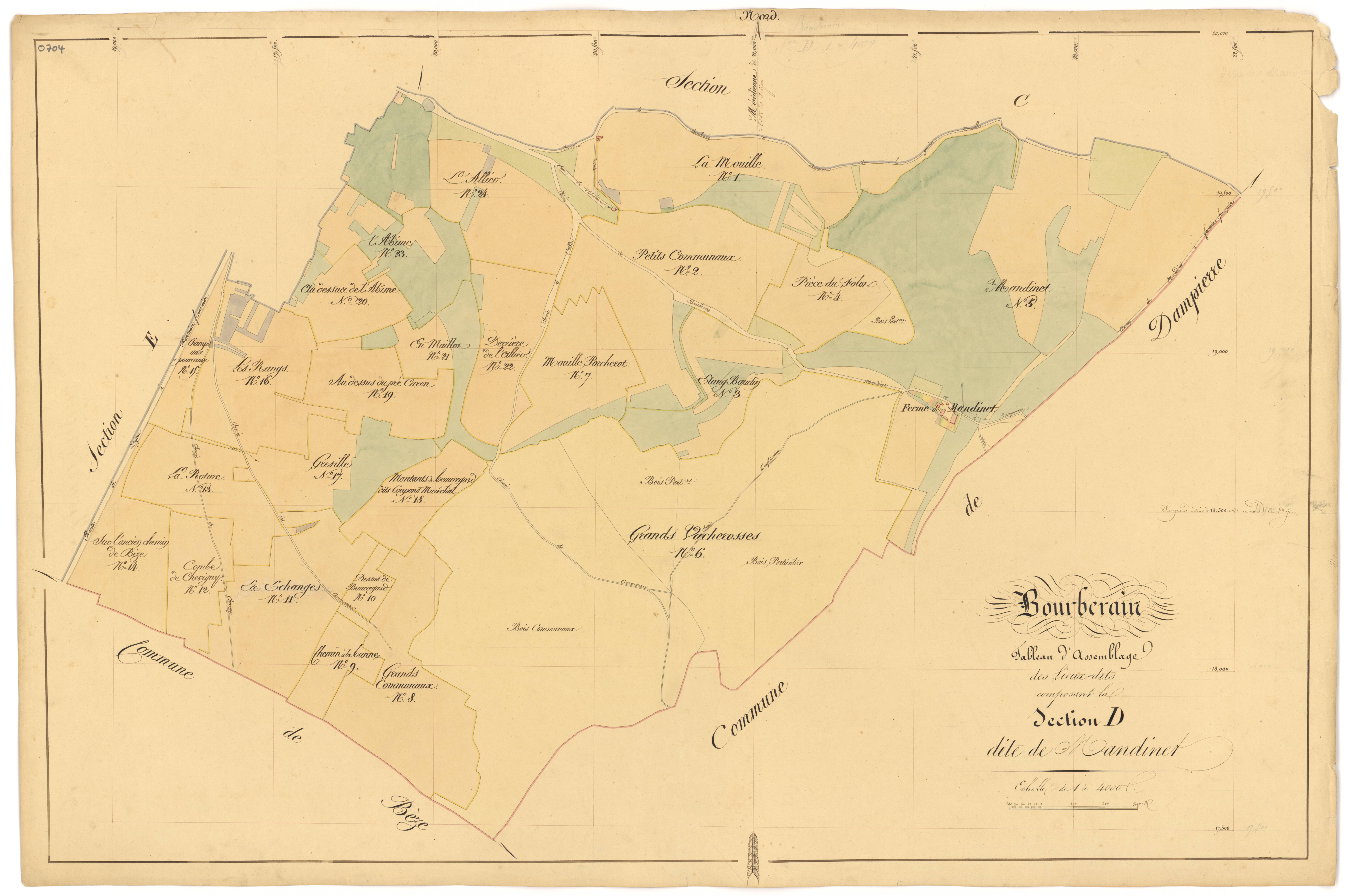 Bourberain - Section D (tableau d'assemblage) - 3 P PLAN 97/29