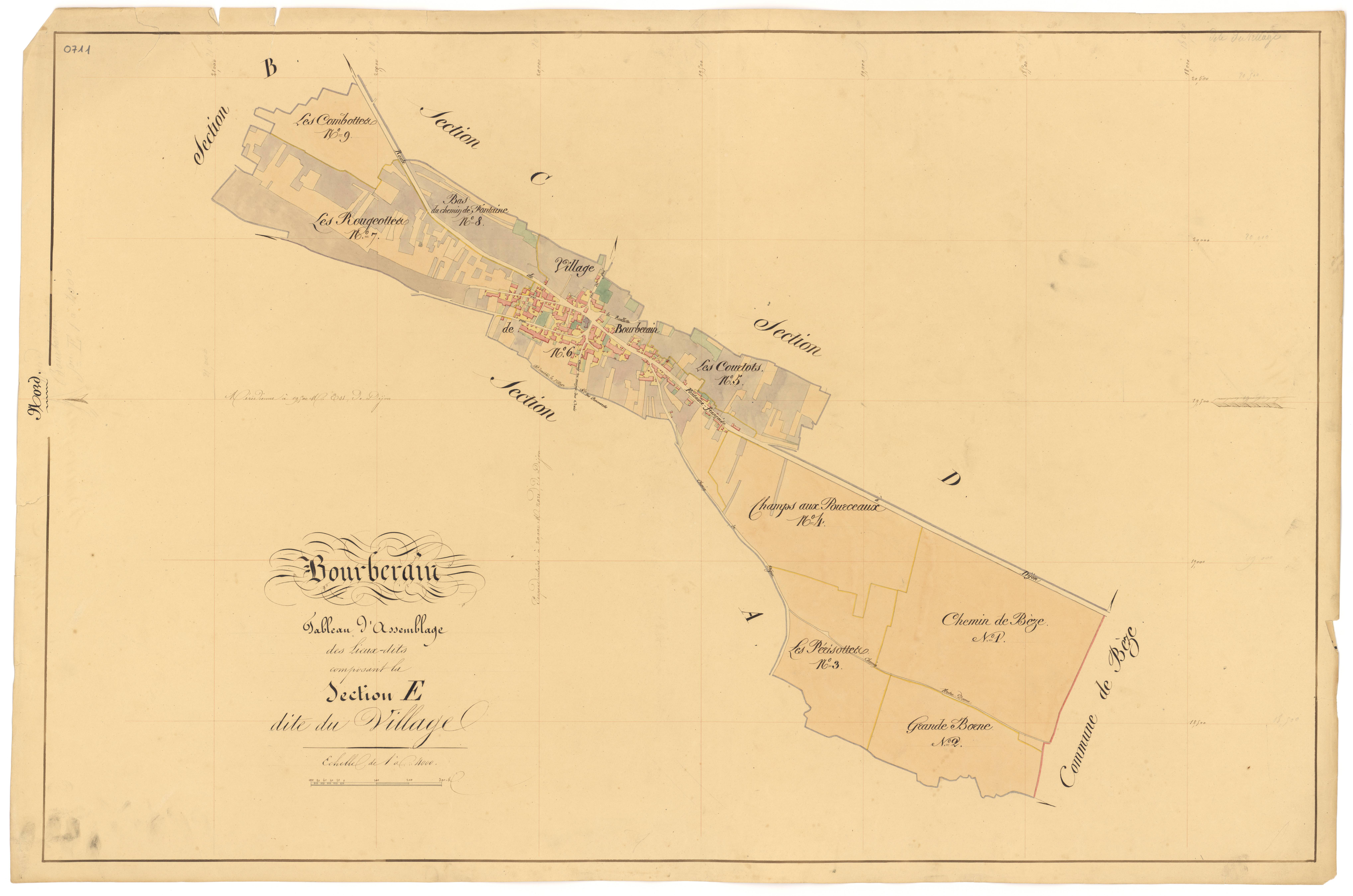 Bourberain - Section E (tableau d'assemblage) - 3 P PLAN 97/36