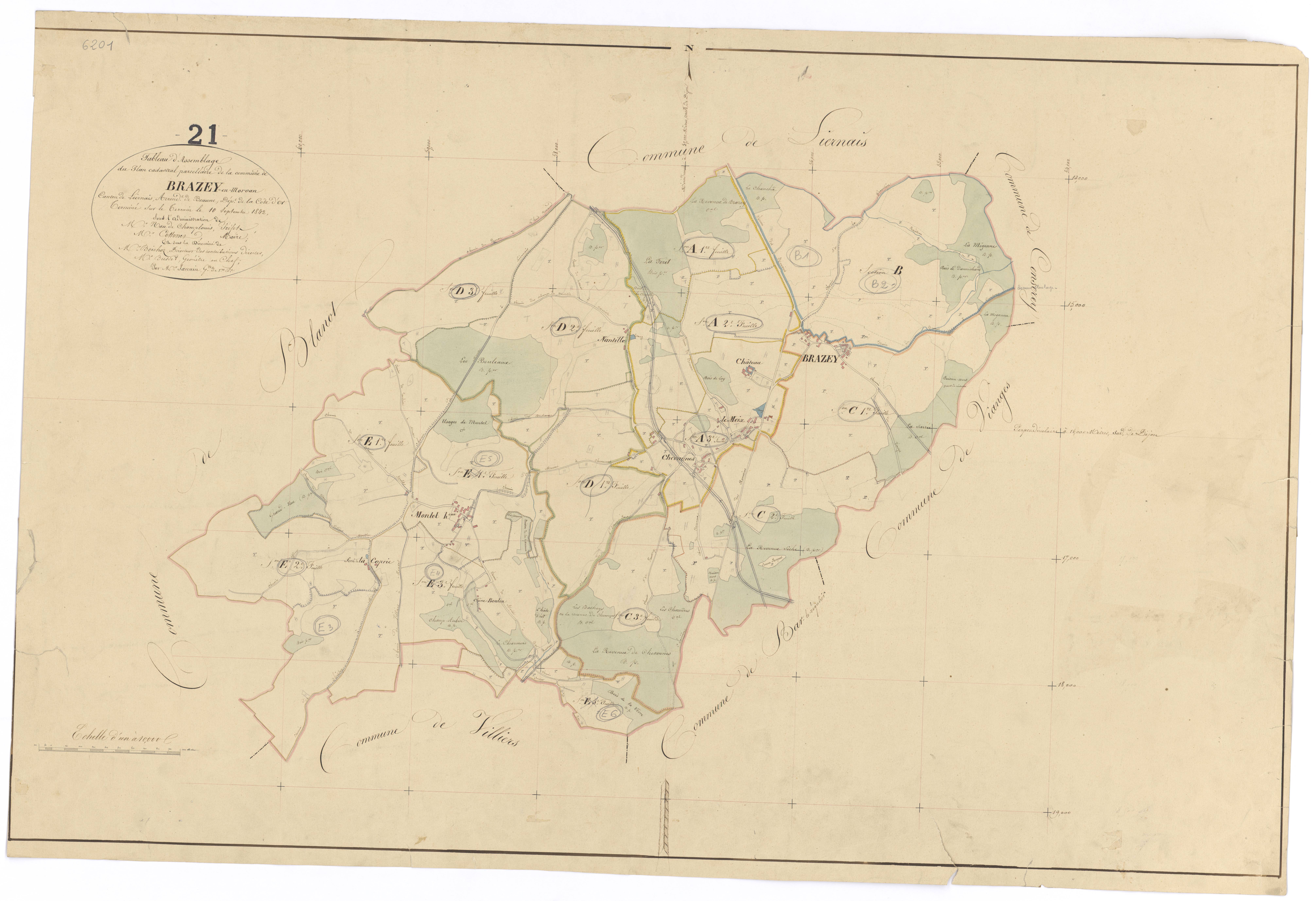 Brazey-en-Morvan - Tableau d'assemblage - 3 P PLAN 105/1