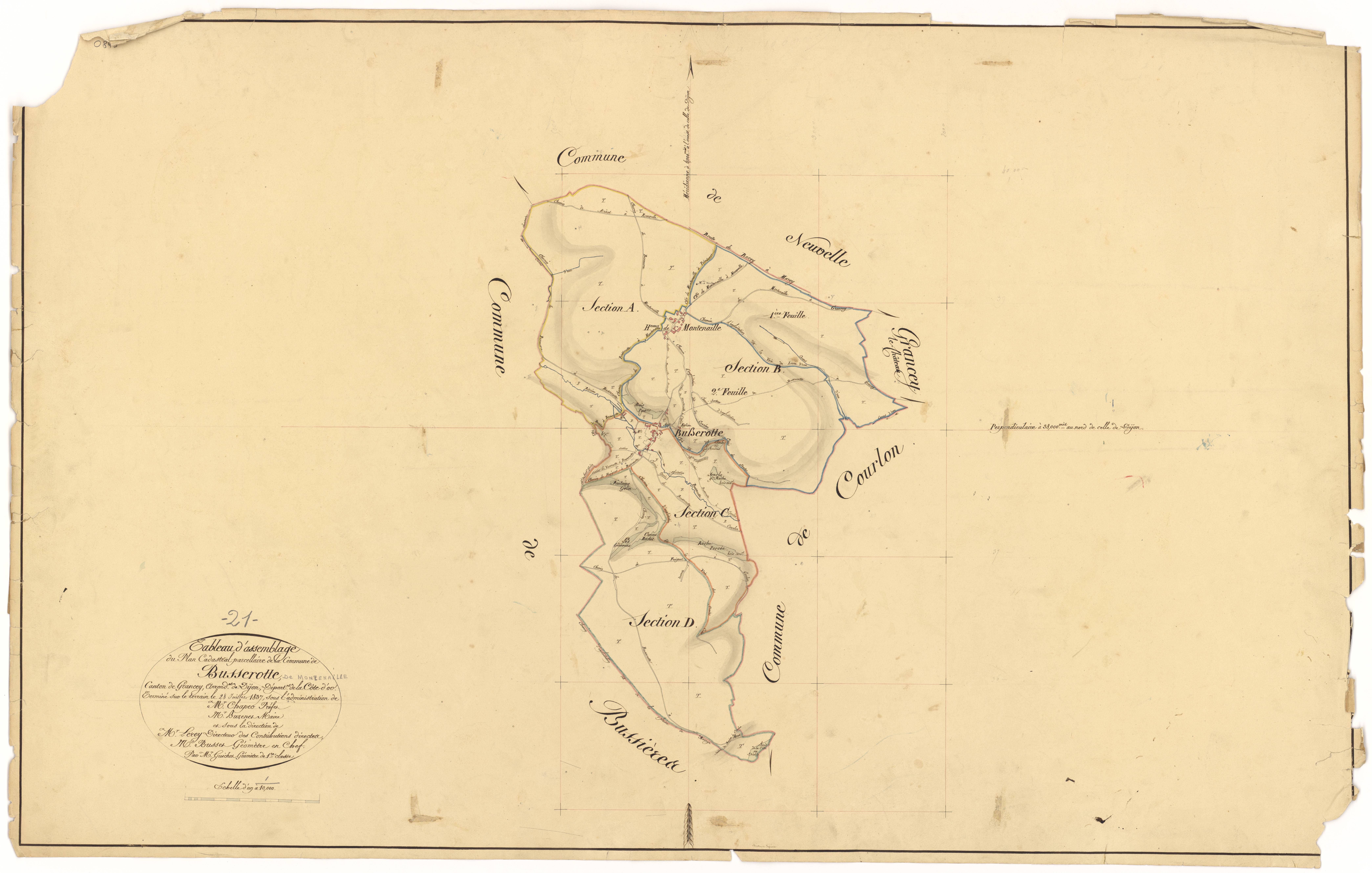Busserotte-et-Montenaille - Tableau d'assemblage - 3 P PLAN 122/1