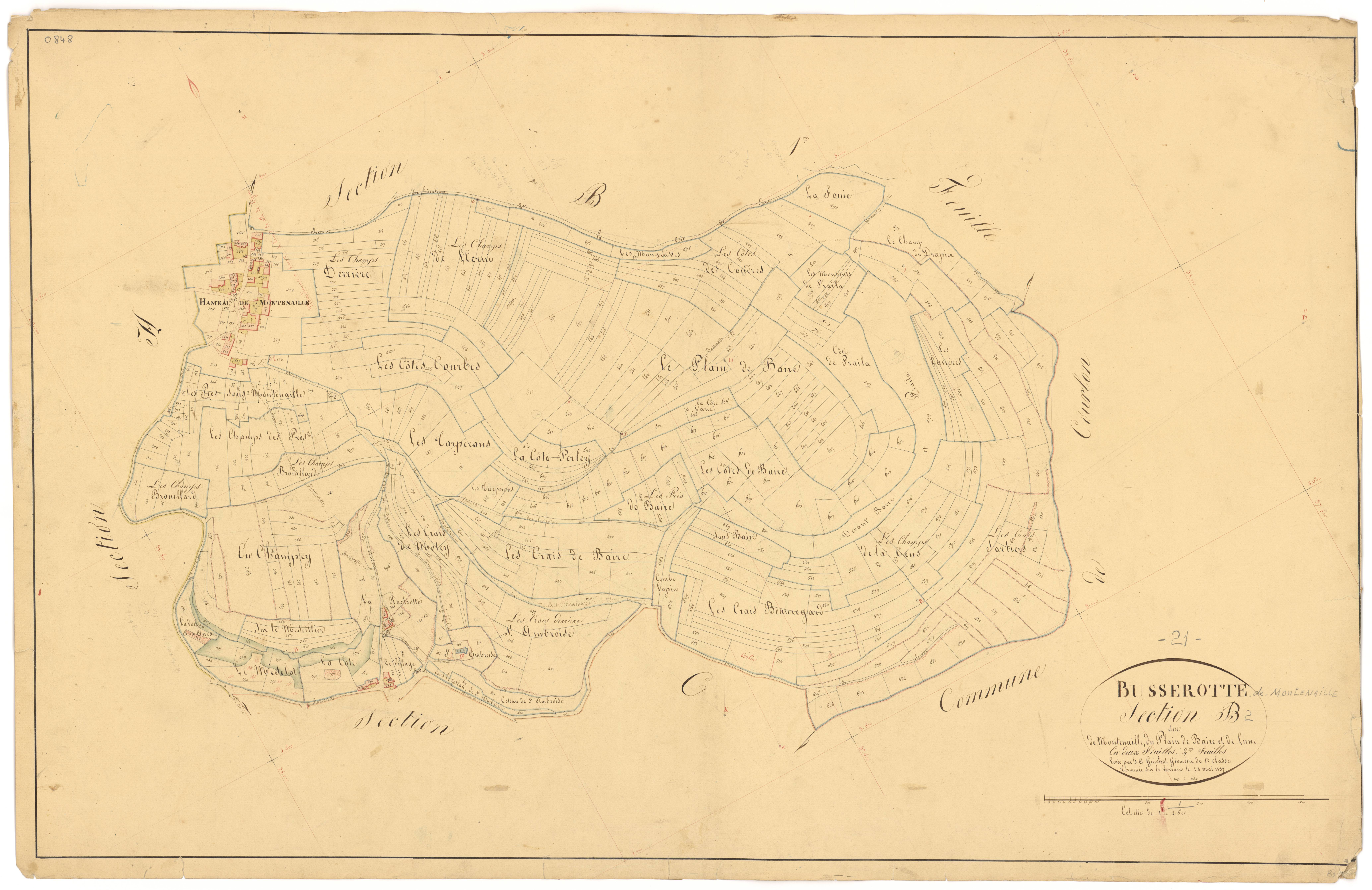 Busserotte-et-Montenaille - Section B2 - 3 P PLAN 122/4