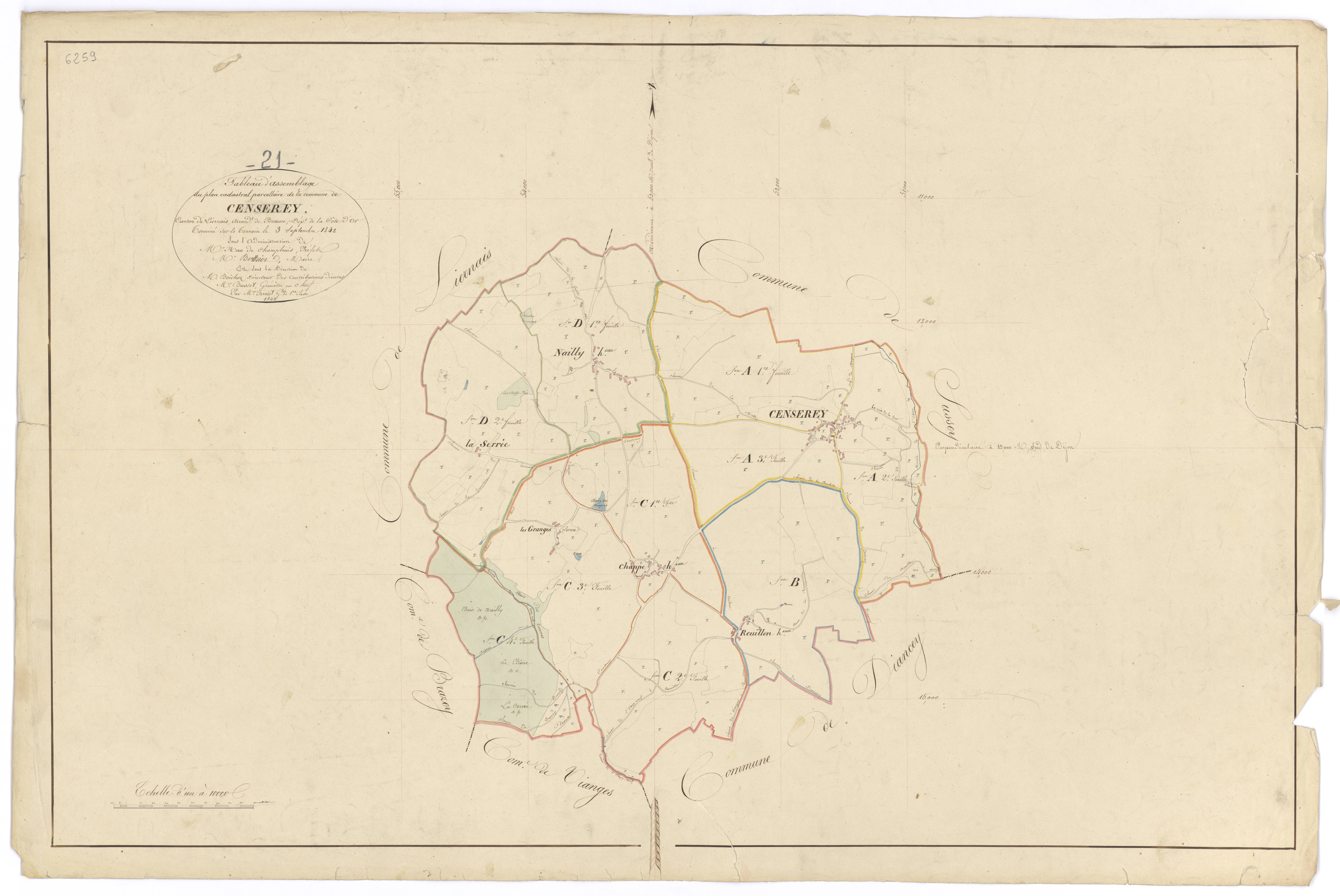 Censerey - Tableau d'assemblage - 3 P PLAN 129/1