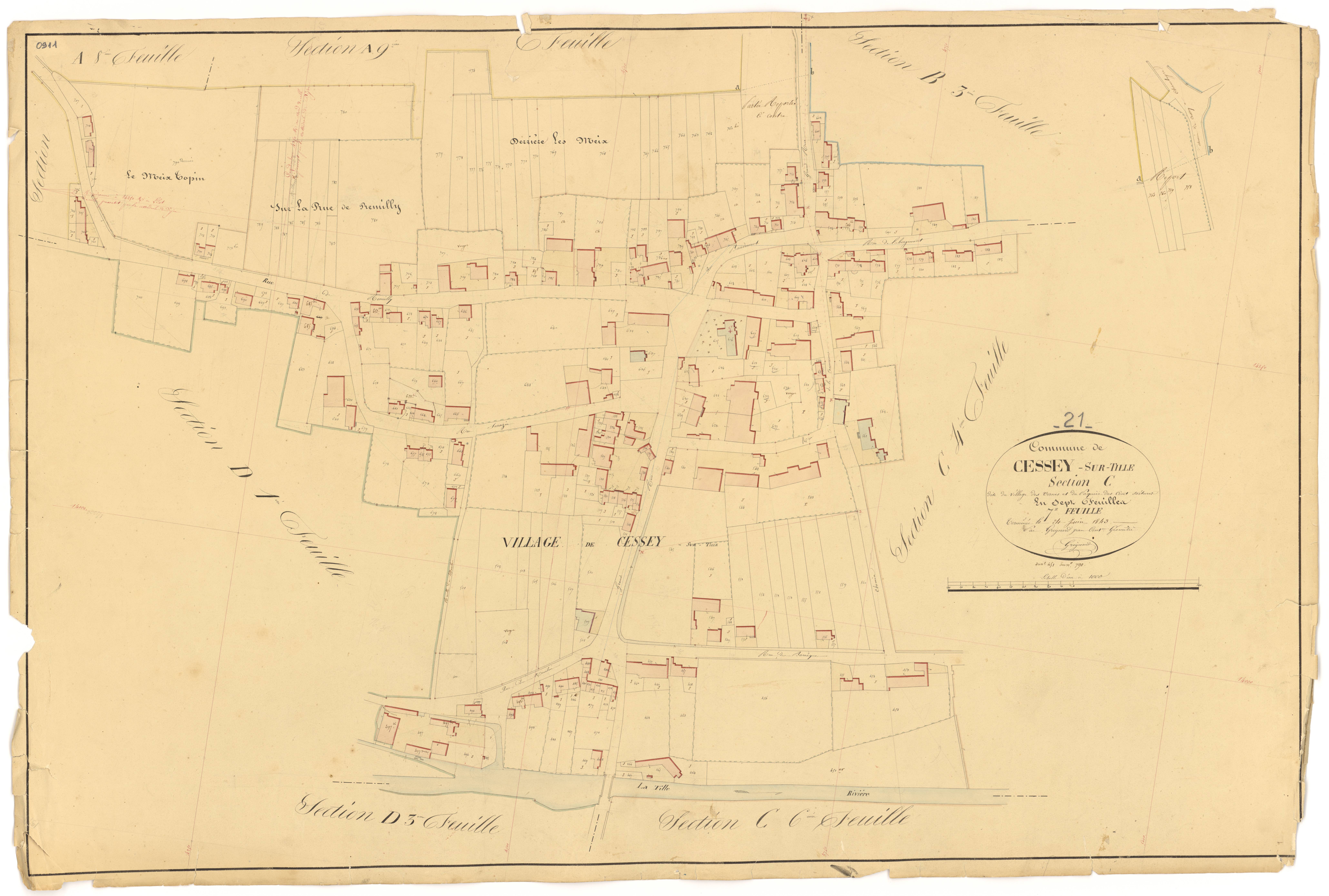Cessey-sur-Tille - Section C7 - 3 P PLAN 131/23