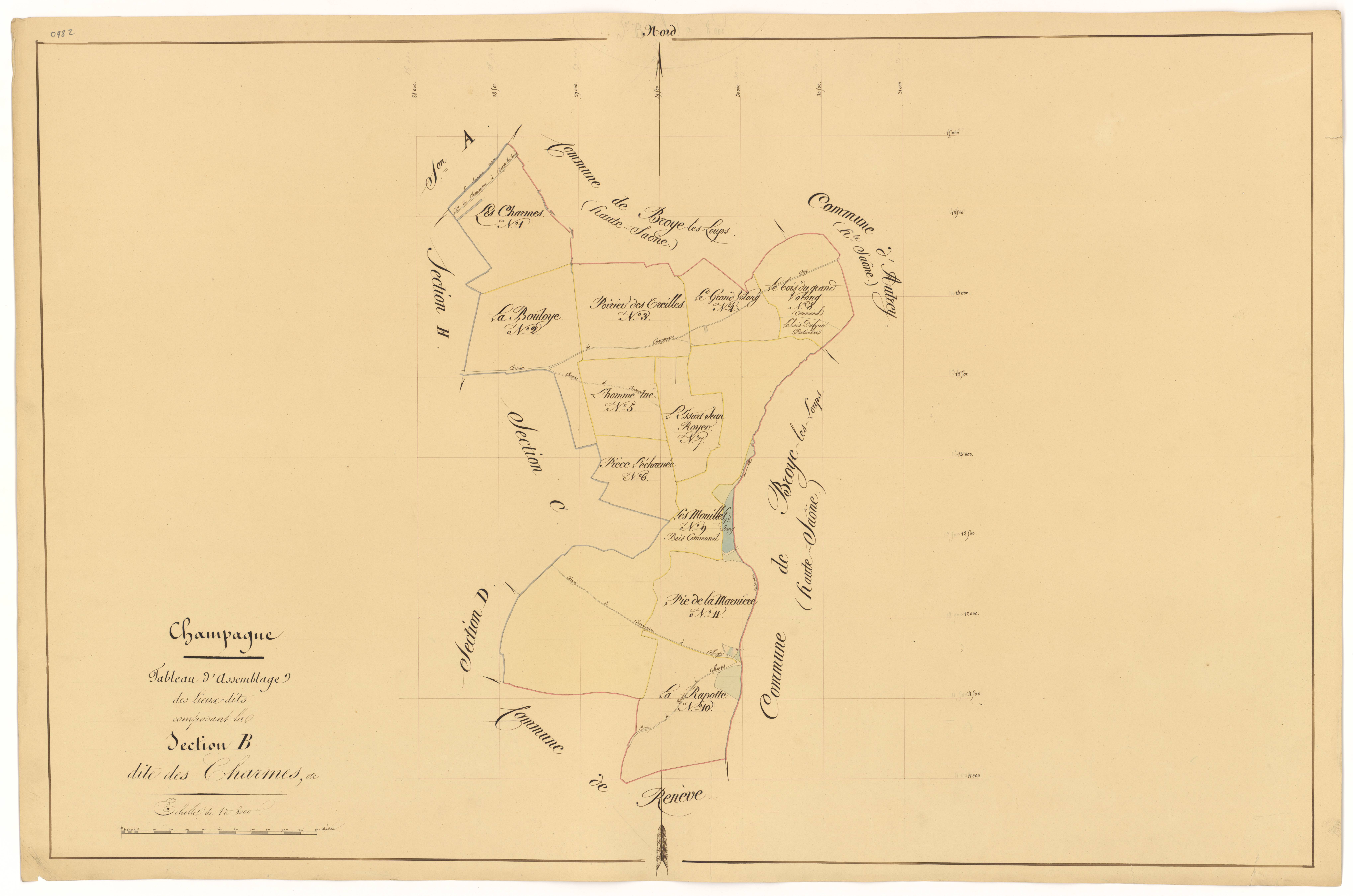 Champagne-sur-Vingeanne - Section B (tableau d'assemblage) - 3 P PLAN 141/5