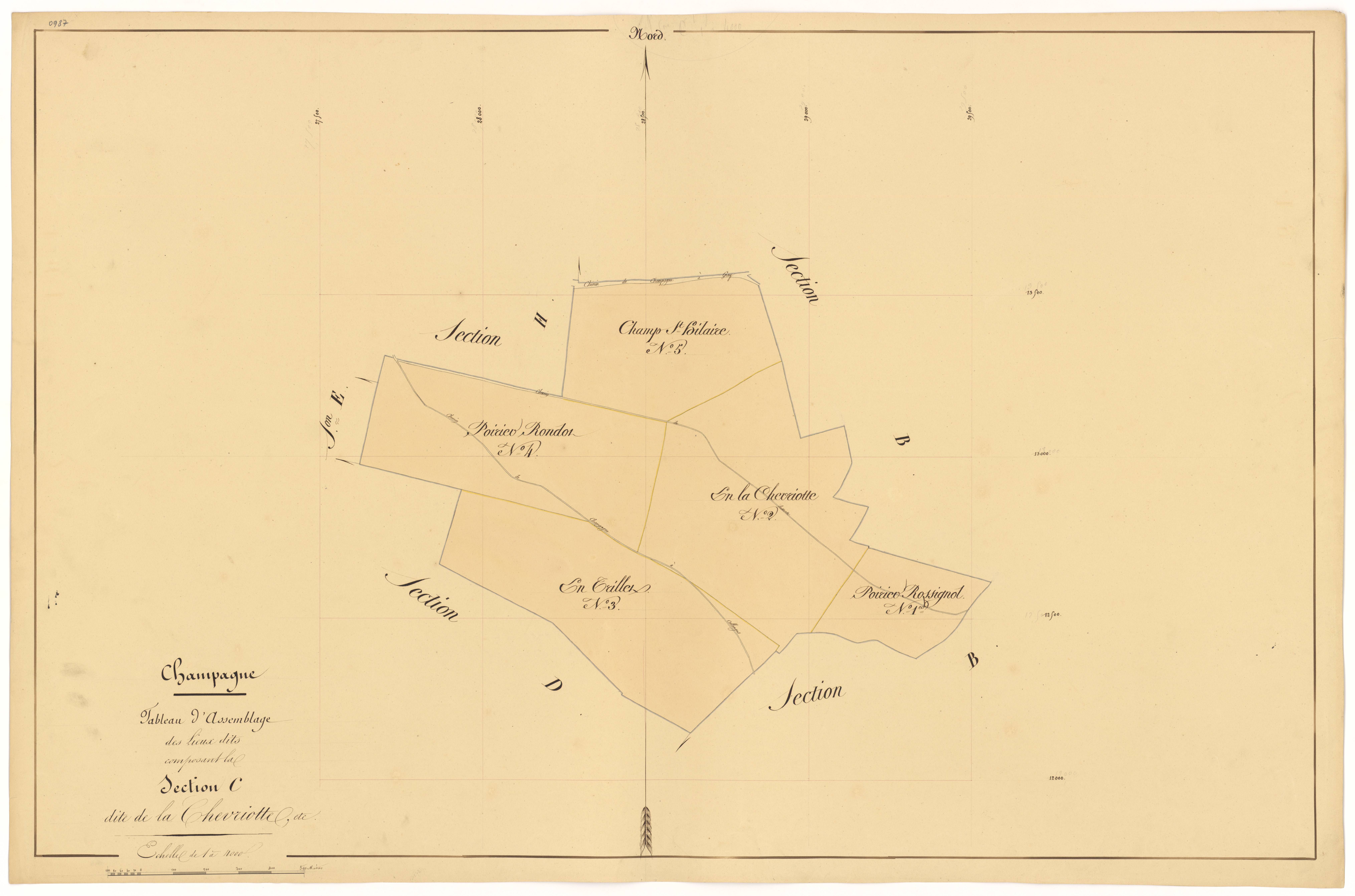 Champagne-sur-Vingeanne - Section C (tableau d'assemblage) - 3 P PLAN 141/10