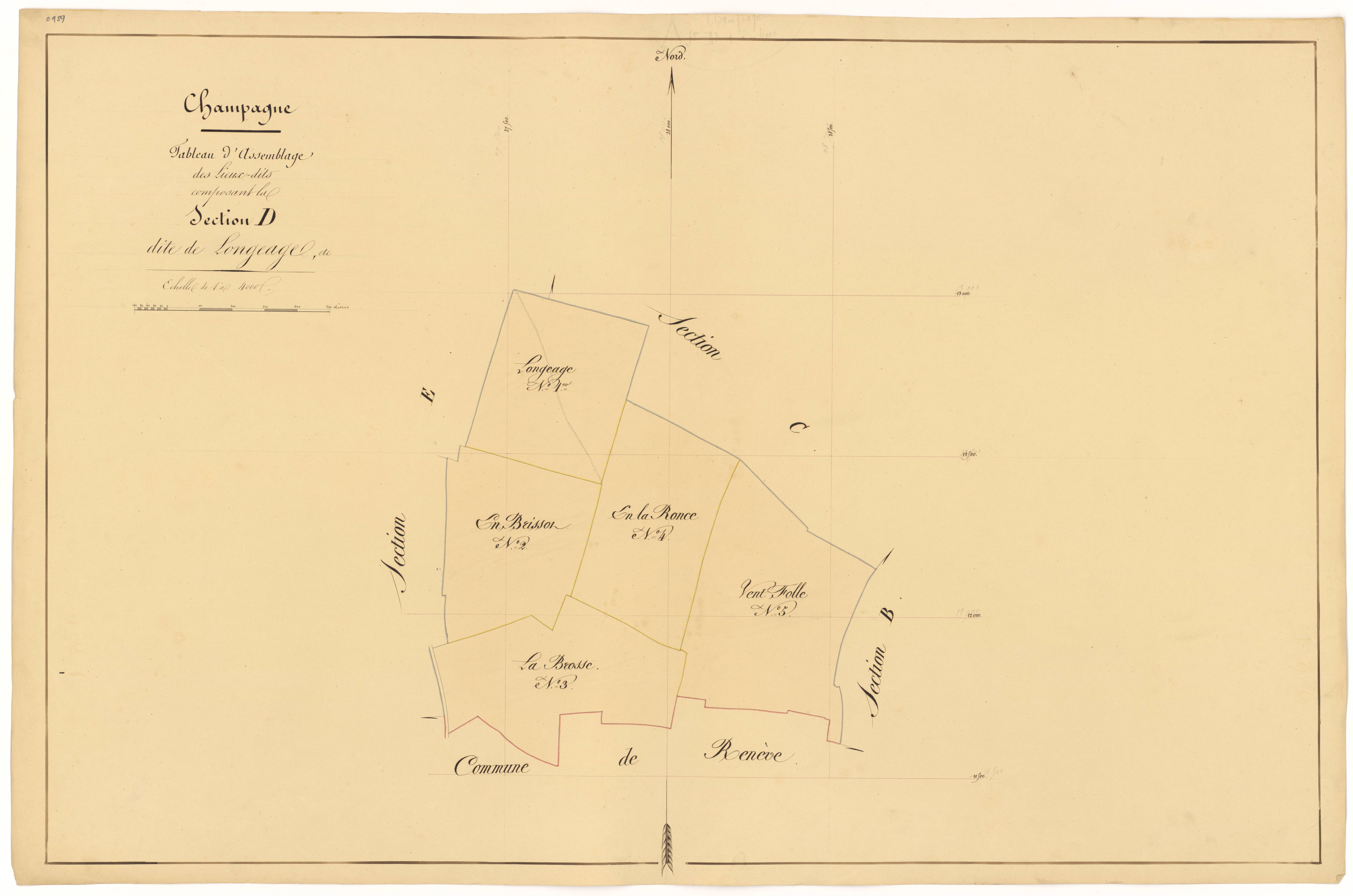 Champagne-sur-Vingeanne - Section D (tableau d'assemblage) - 3 P PLAN 141/12