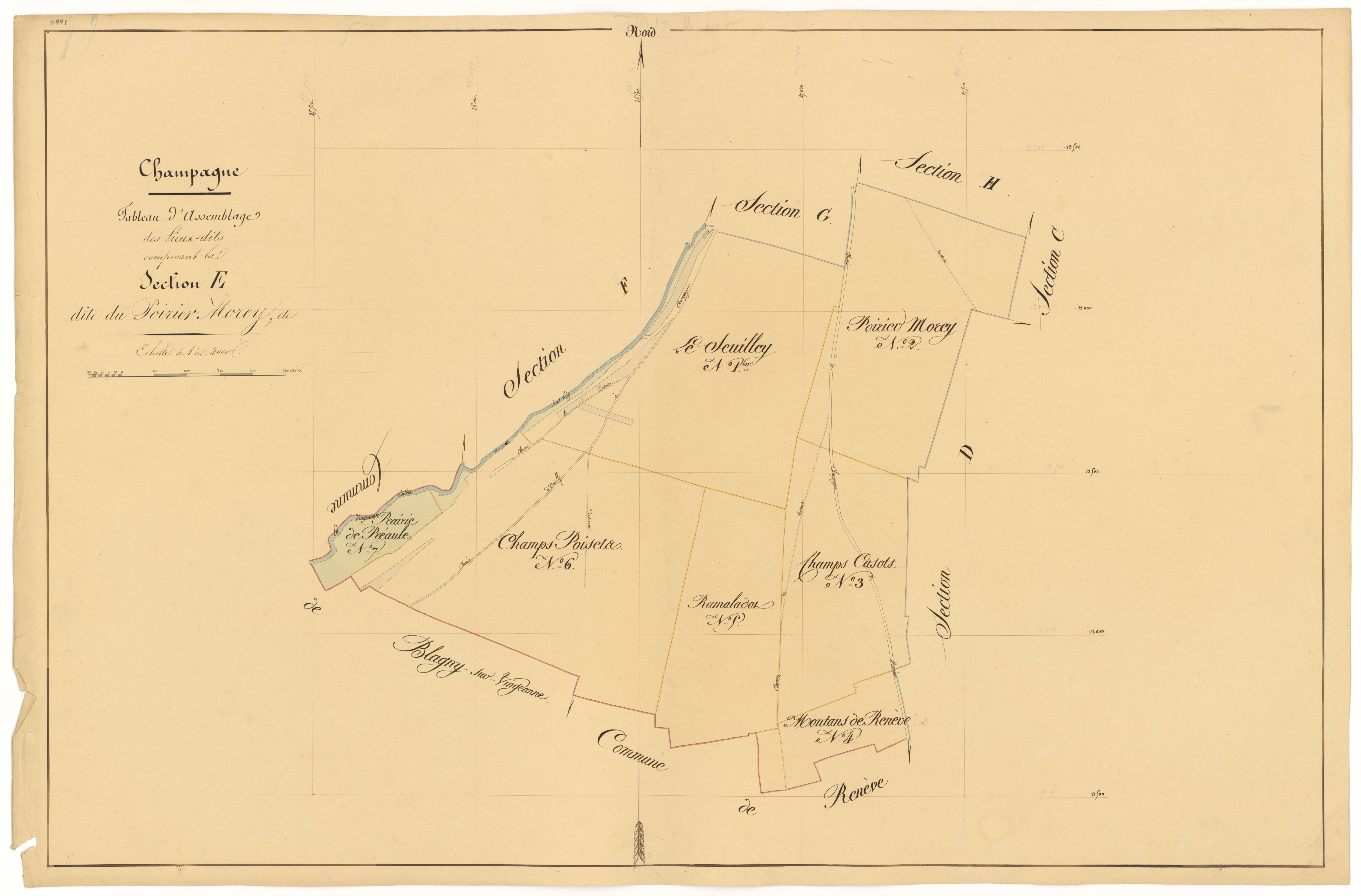 Champagne-sur-Vingeanne - Section E (tableau d'assemblage) - 3 P PLAN 141/14