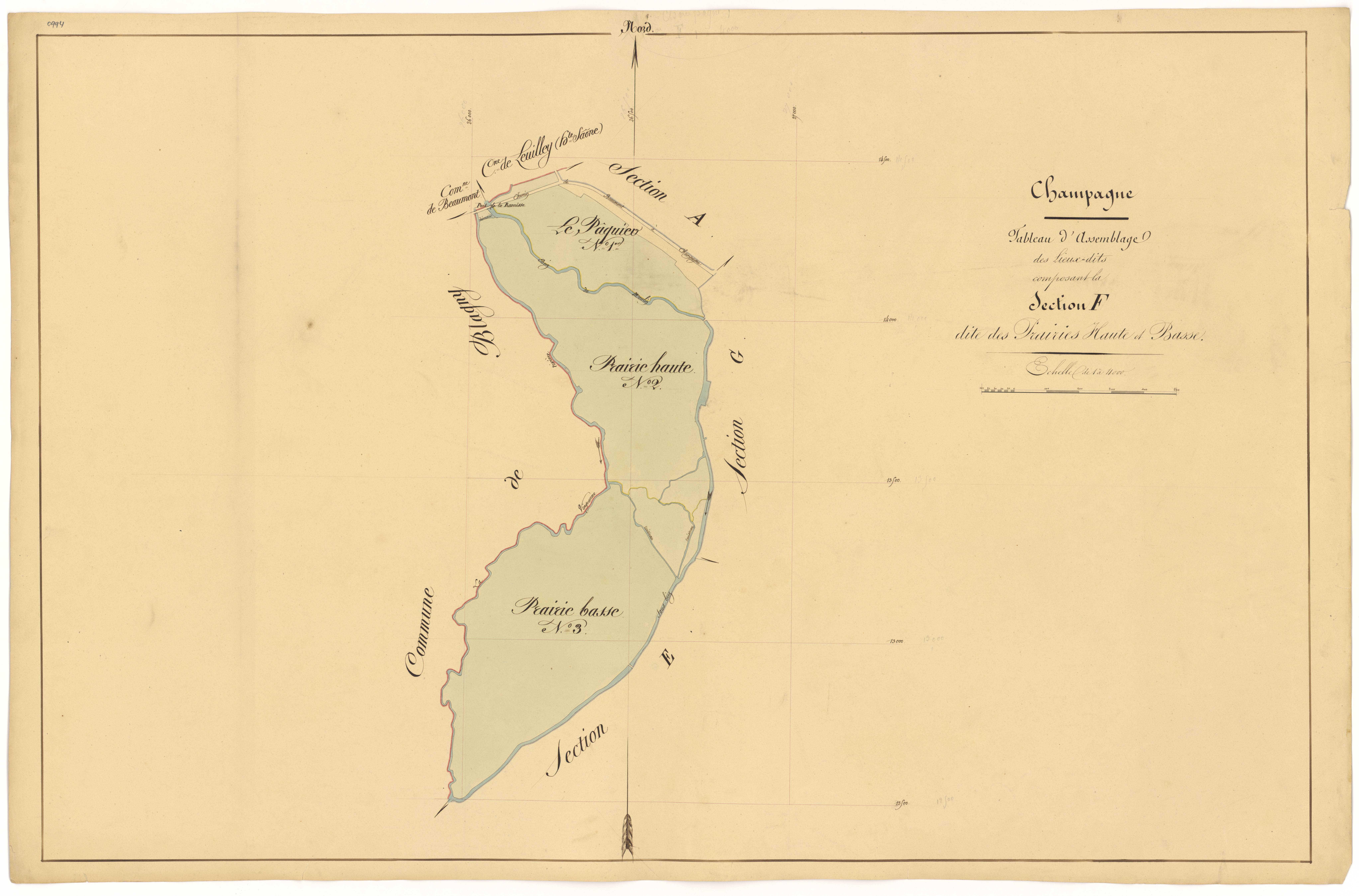 Champagne-sur-Vingeanne - Section F (tableau d'assemblage) - 3 P PLAN 141/17