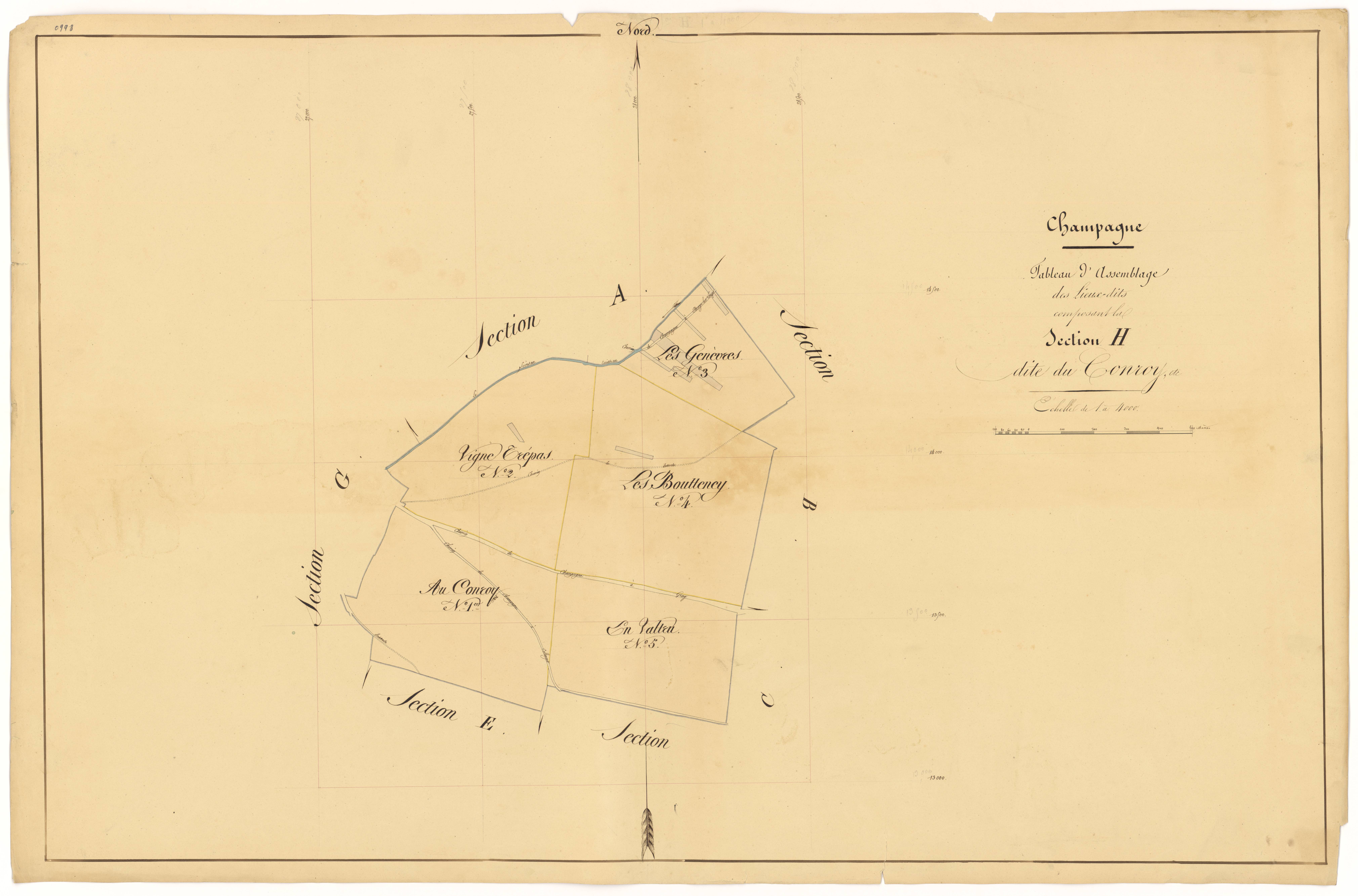Champagne-sur-Vingeanne - Section H (tableau d'assemblage) - 3 P PLAN 141/21