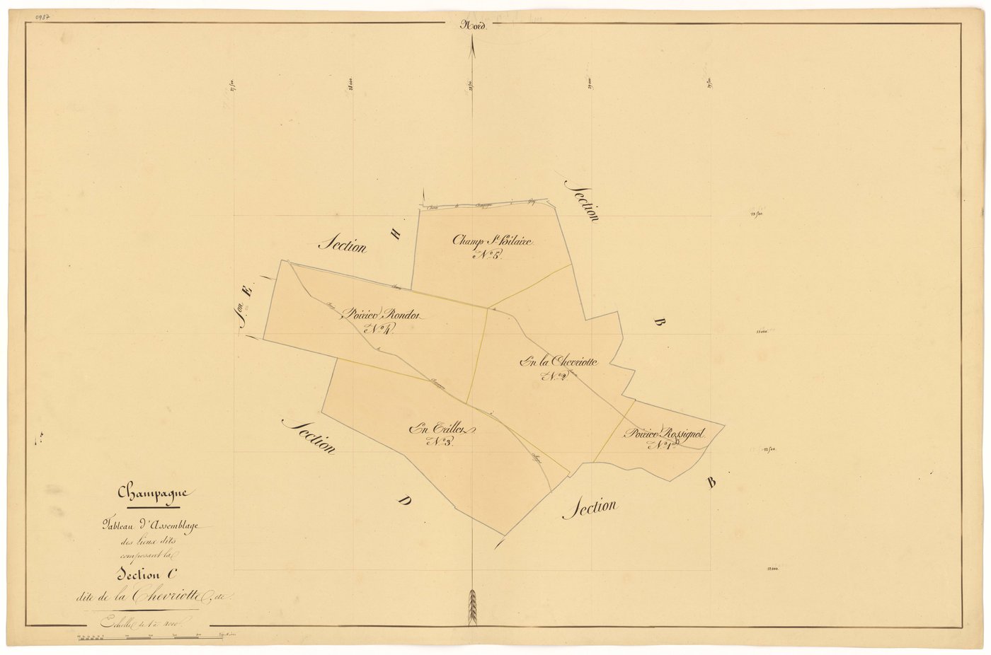 Champagne-sur-Vingeanne - Section C (tableau d'assemblage) - 3 P PLAN 141/10