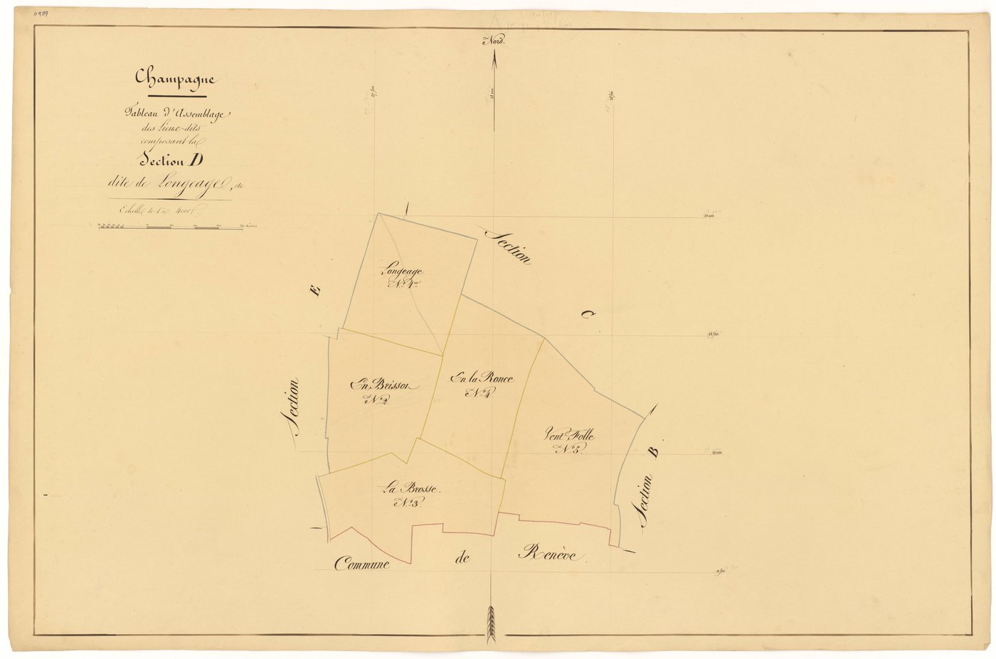 Champagne-sur-Vingeanne - Section D (tableau d'assemblage) - 3 P PLAN 141/12