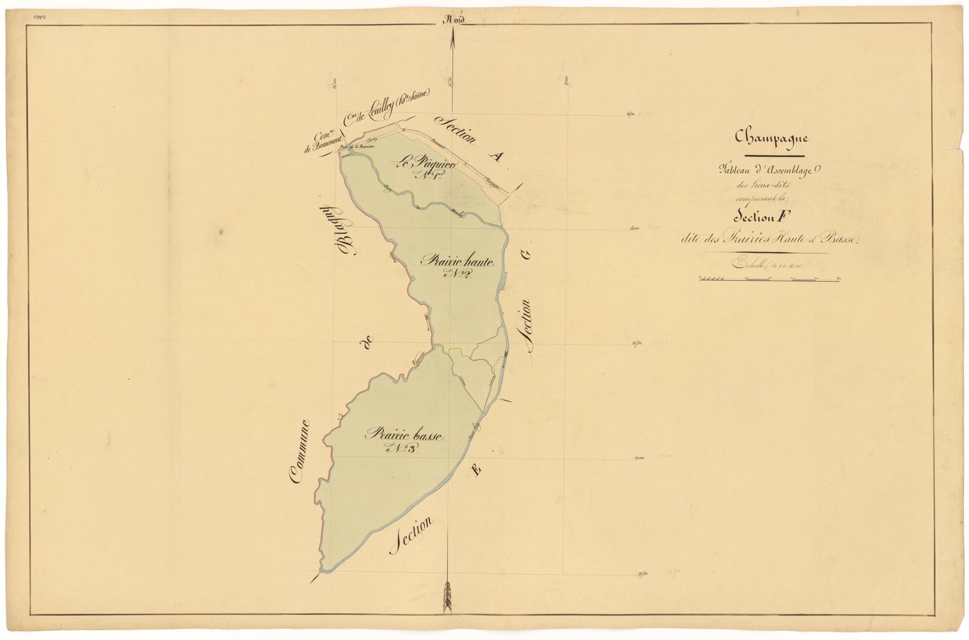Champagne-sur-Vingeanne - Section F (tableau d'assemblage) - 3 P PLAN 141/17