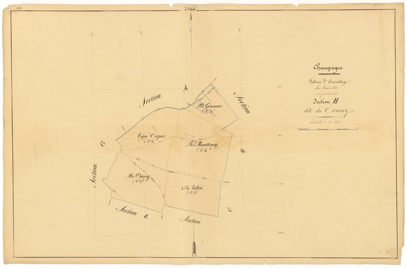 Champagne-sur-Vingeanne - Section H (tableau d'assemblage) - 3 P PLAN 141/21