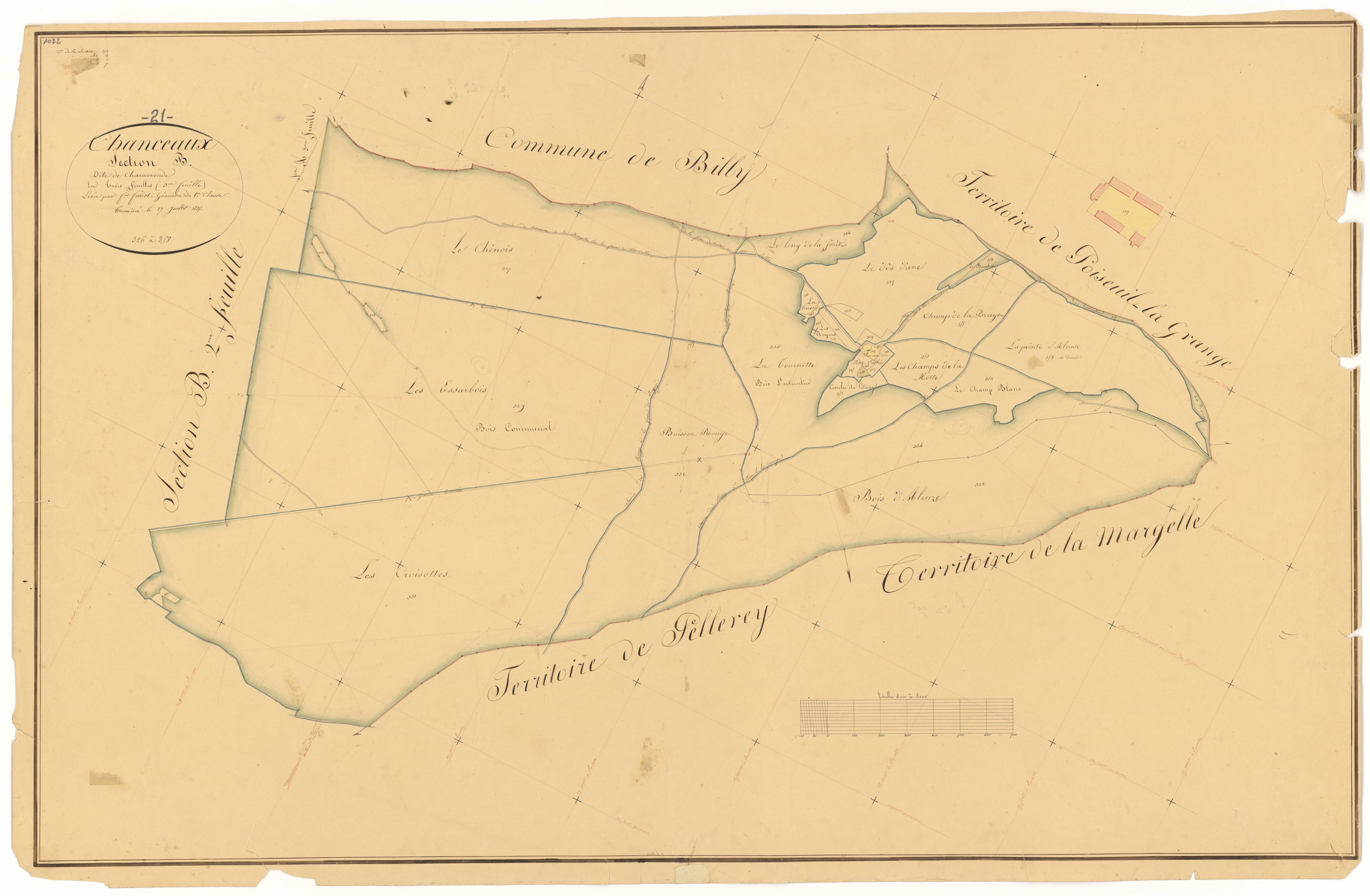 Chanceaux - Section B3 - 3 P PLAN 148/7