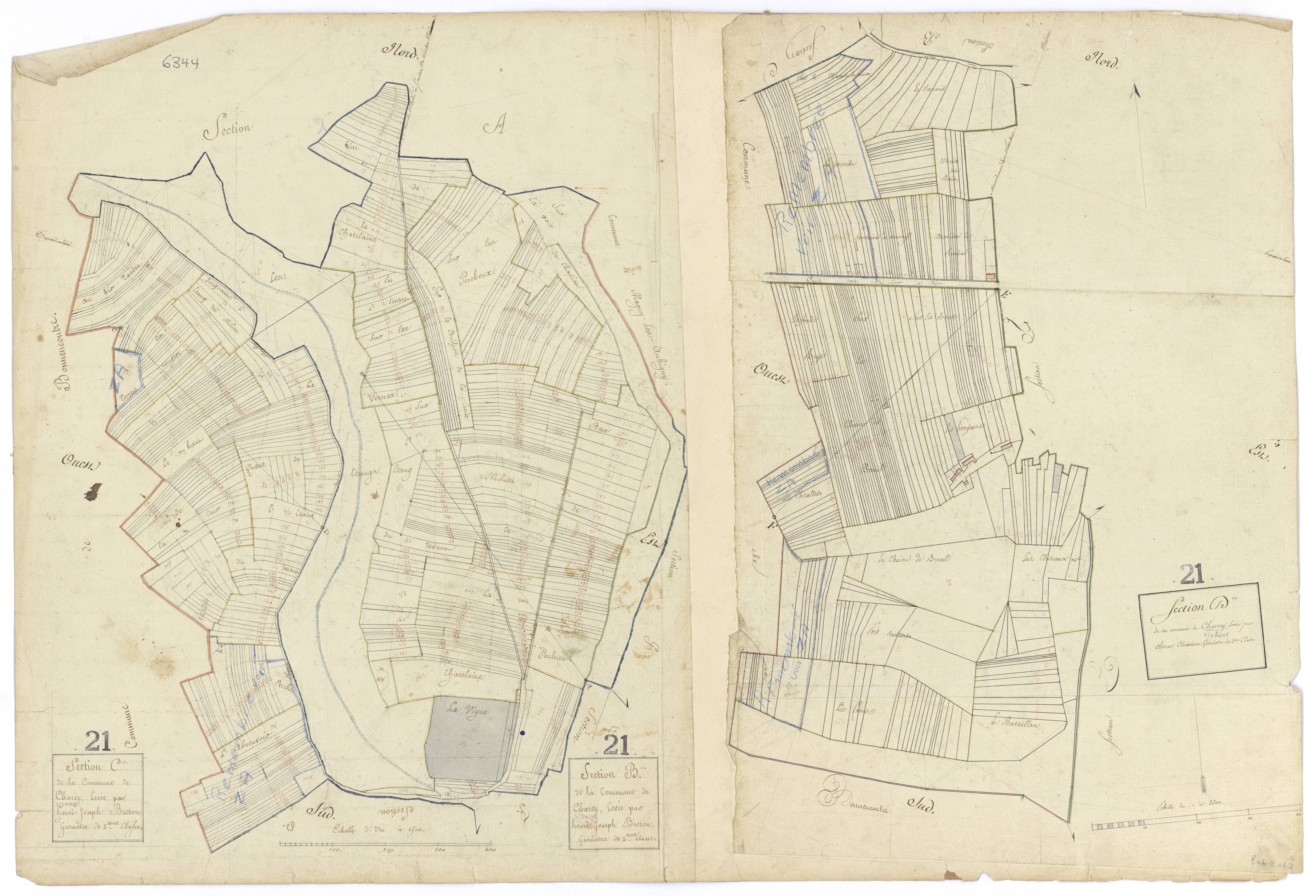 Charrey-sur-Saône - Sections B et D - 3 P PLAN 154/3