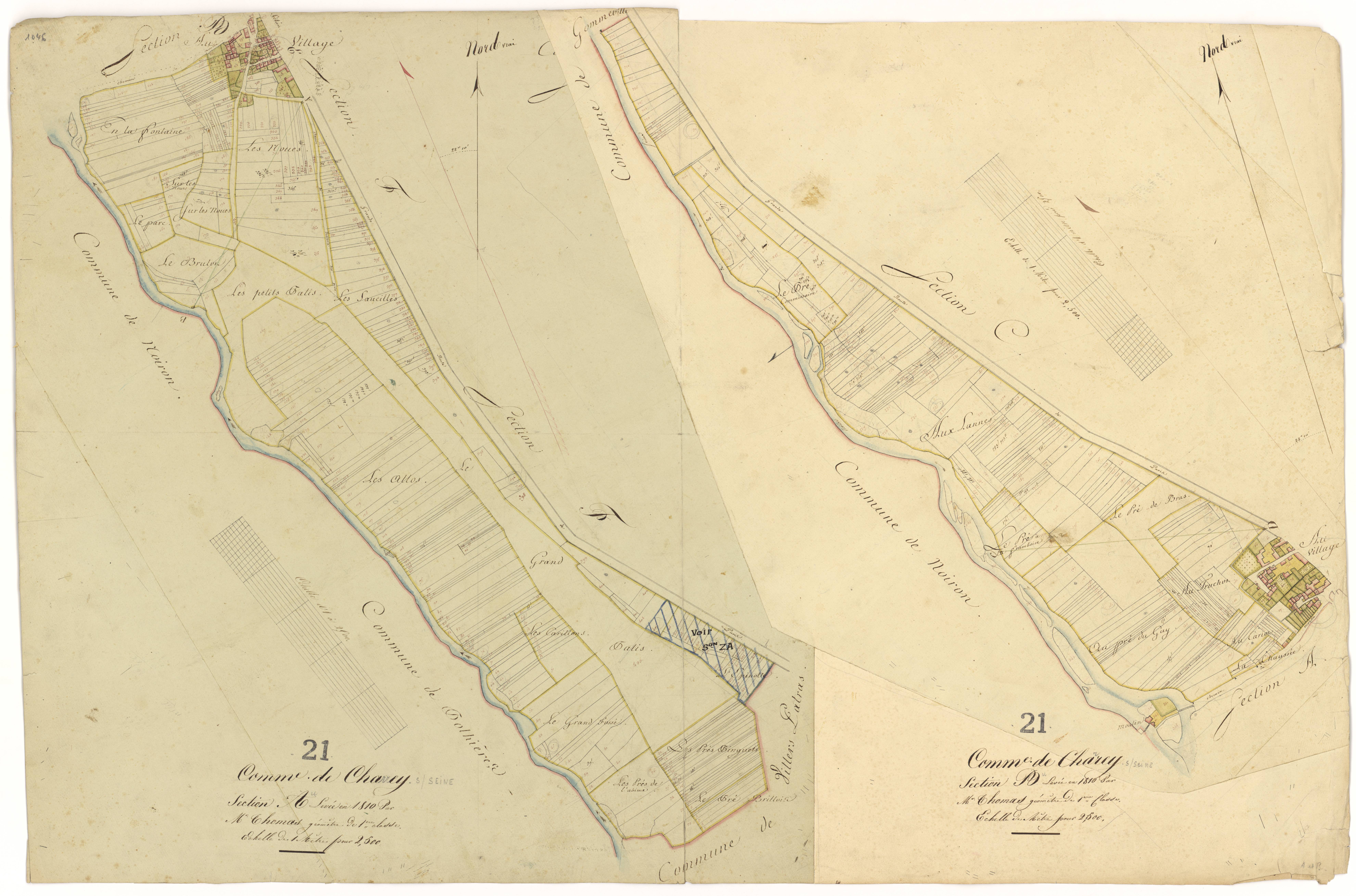 Charrey-sur-Seine - Sections A et B - 3 P PLAN 155/2