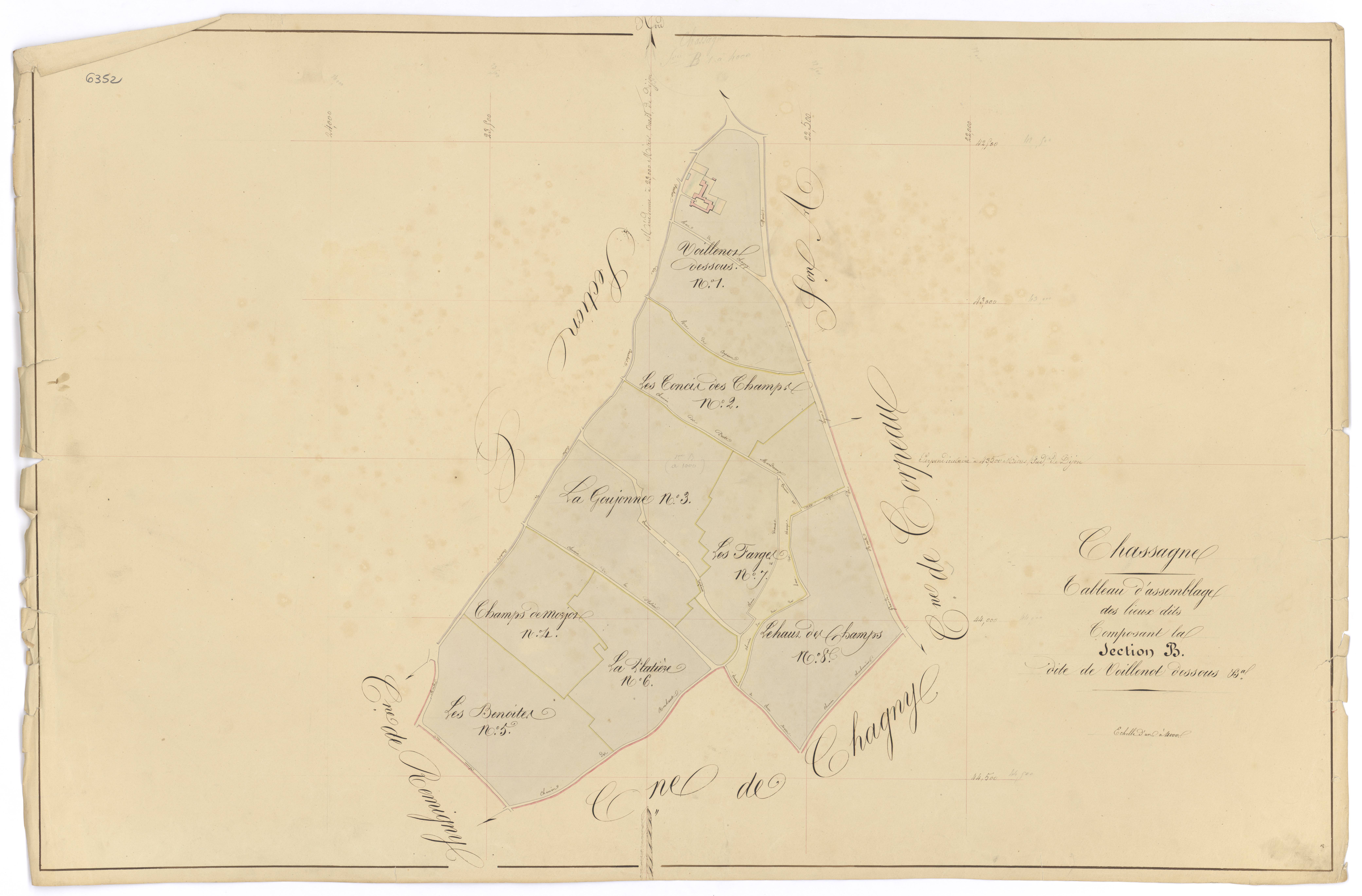 Chassagne-Montrachet - Section B (tableau d'assemblage) - 3 P PLAN 156/6