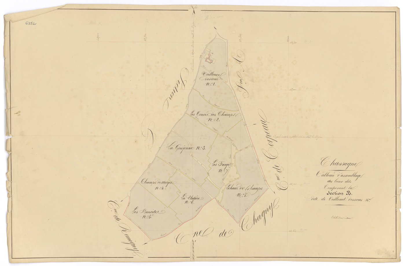 Chassagne-Montrachet - Section B (tableau d'assemblage) - 3 P PLAN 156/6