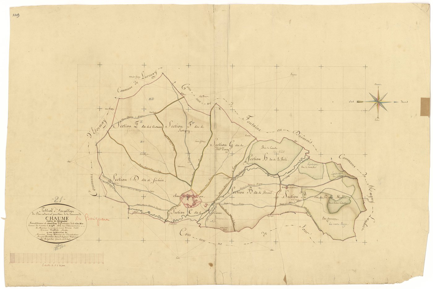 Chaume-lès-Baigneux - Tableau d'assemblage - 3 P PLAN 166/1