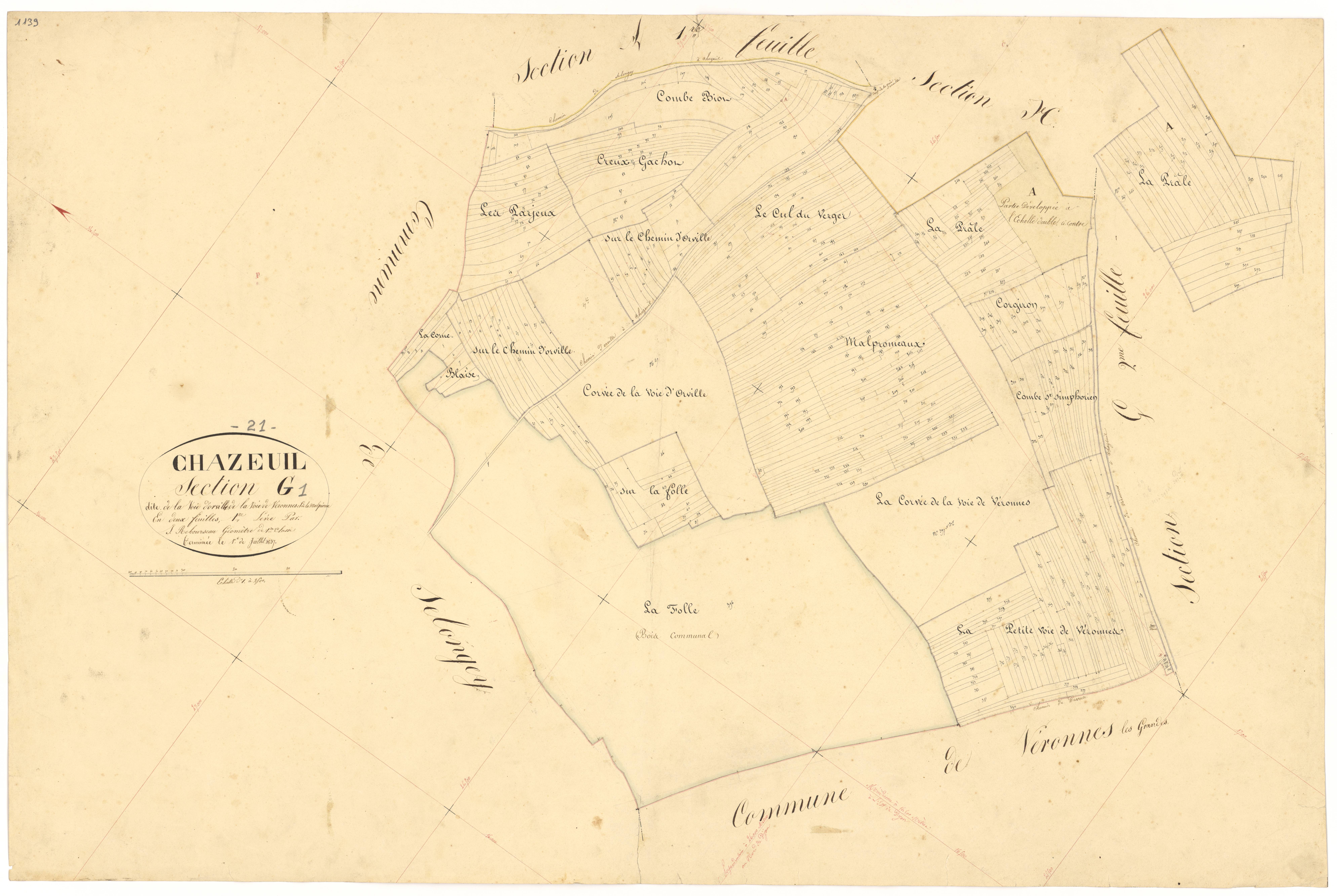 Chazeuil - Section G1 - 3 P PLAN 170/14