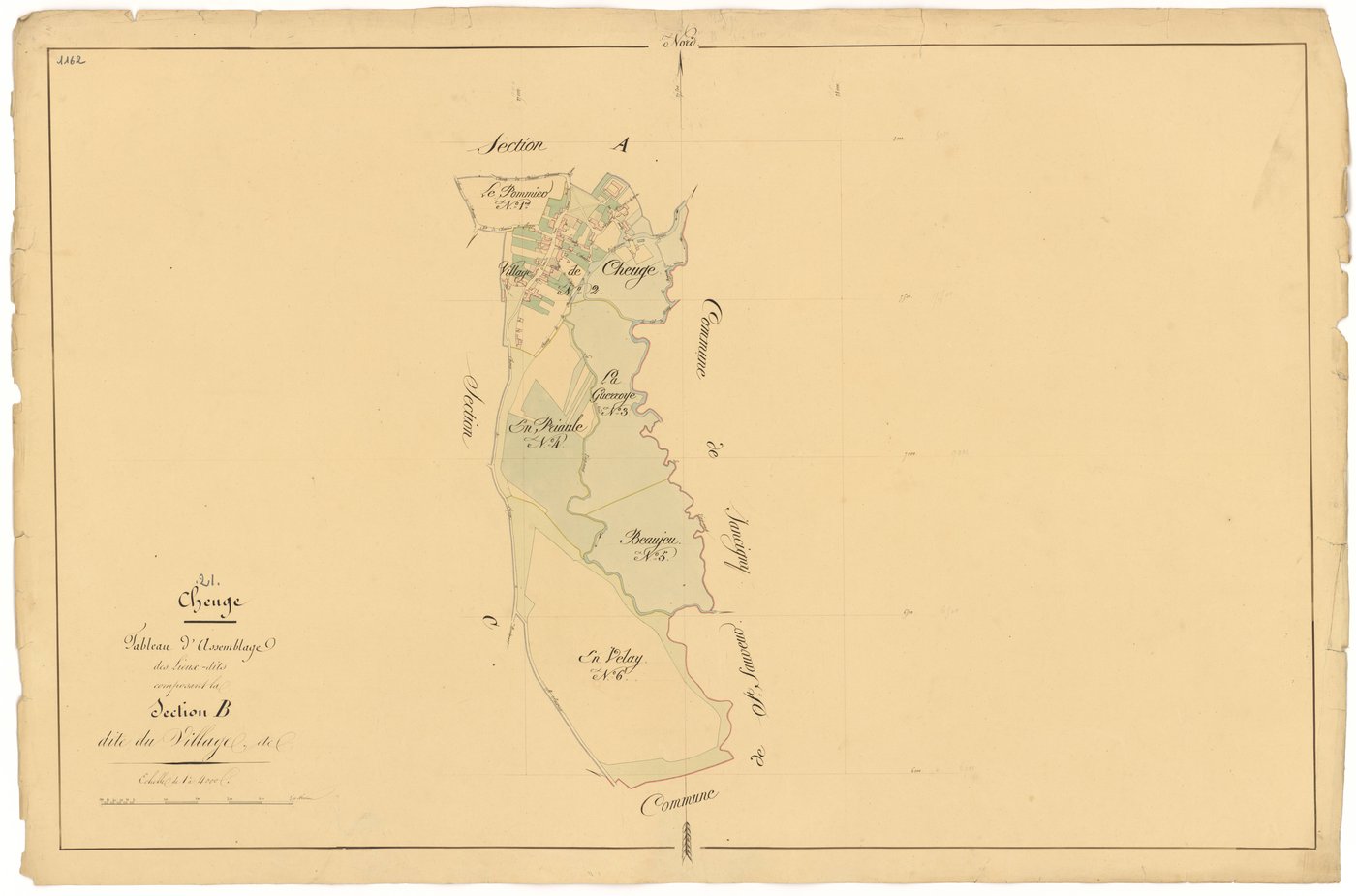 Cheuge - Section B (tableau d'assemblage) - 3 P PLAN 174/8