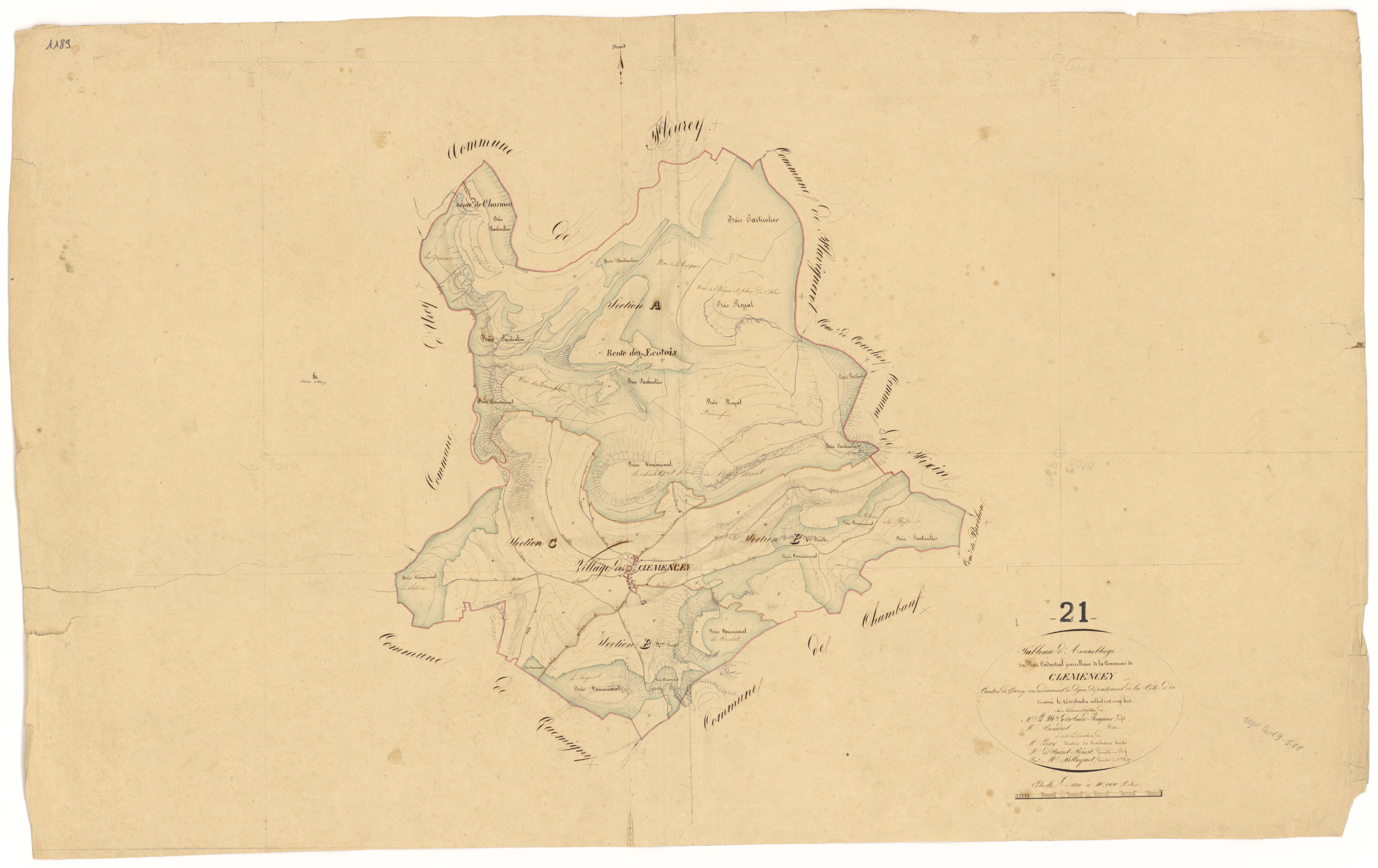Clémencey - Tableau d'assemblage - 3 P PLAN 185/1