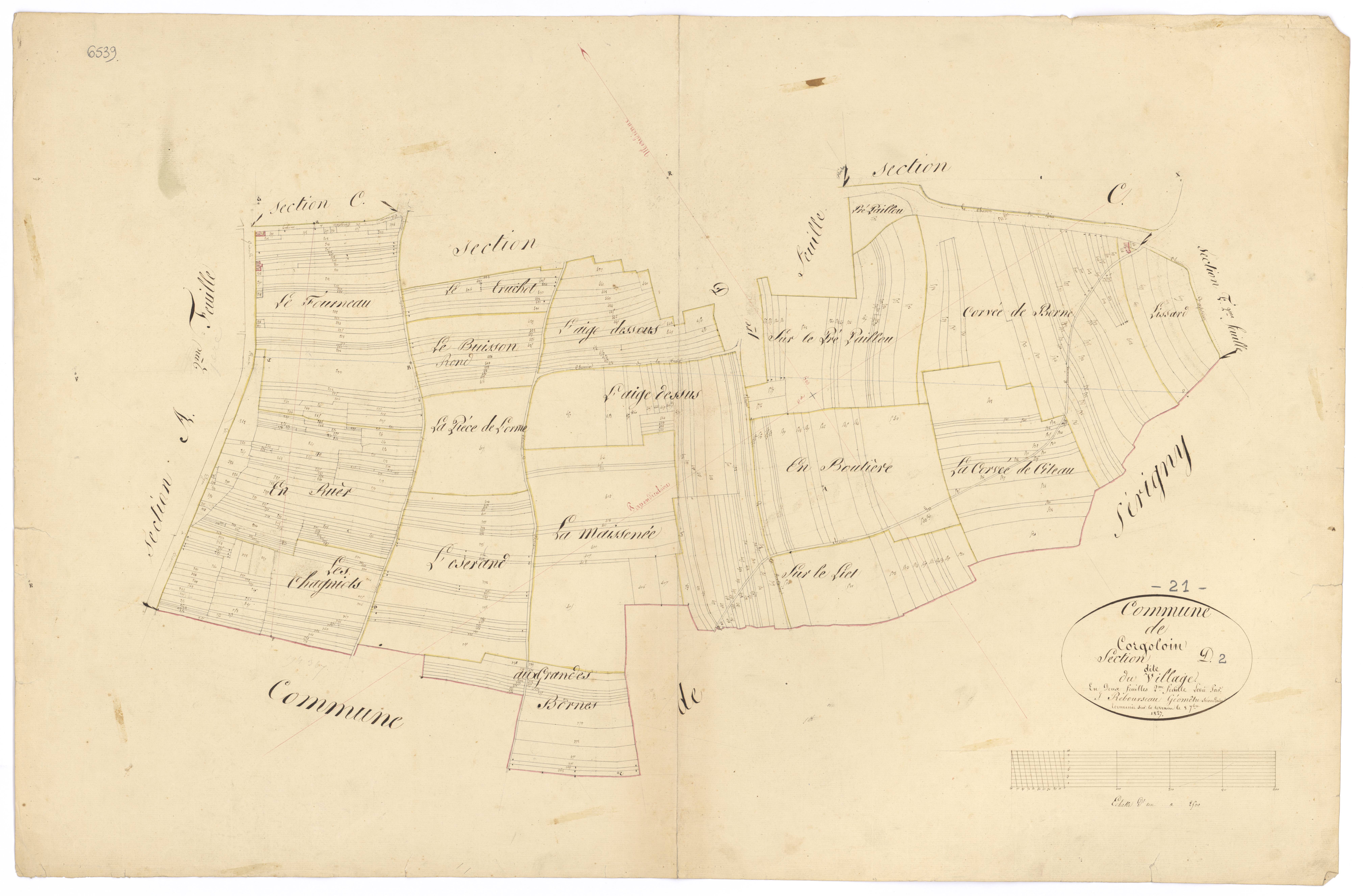 Corgoloin - Section D2 - 3 P PLAN 201/7