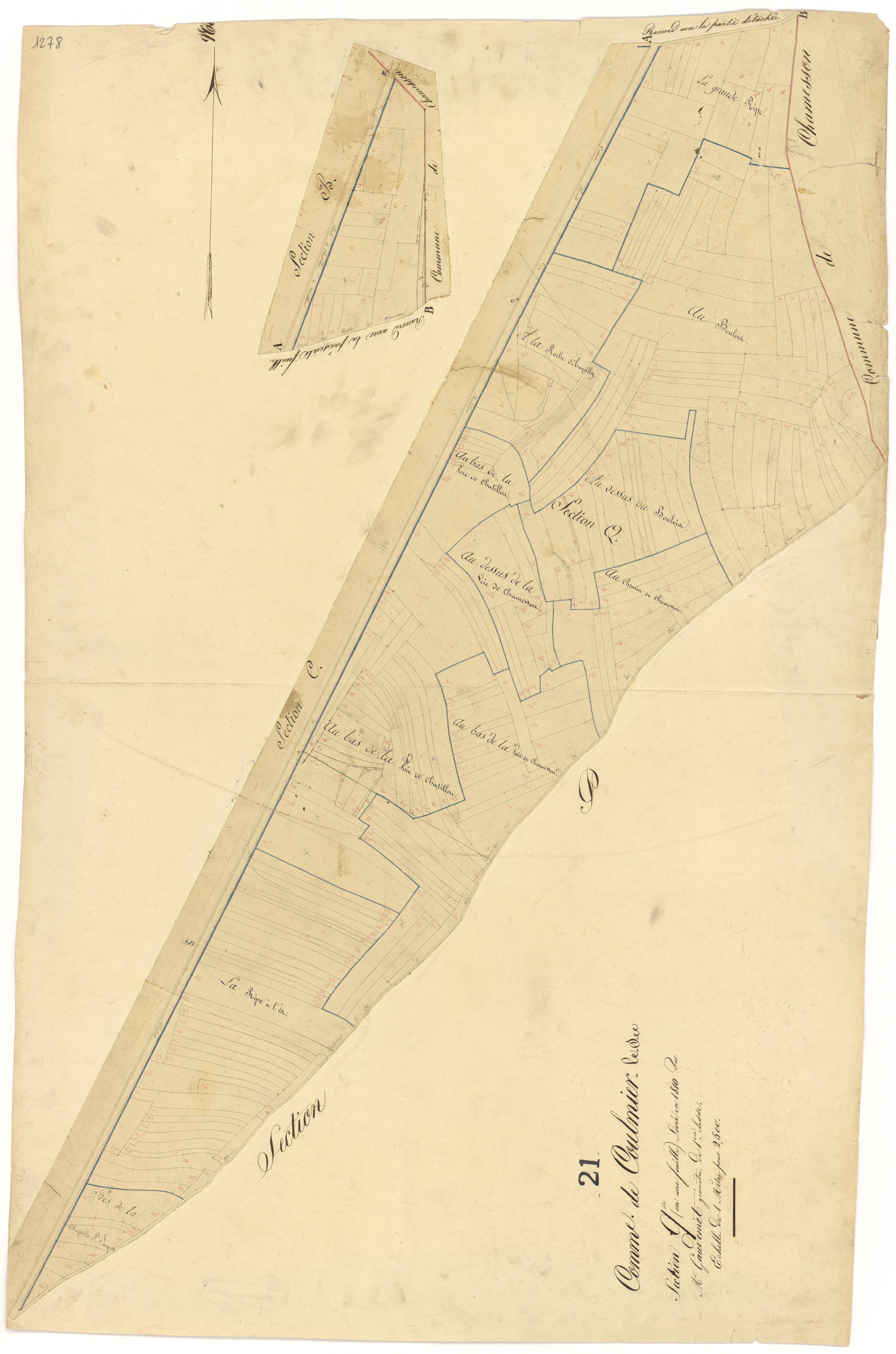 Coulmier-le-Sec - Section Q - 3 P PLAN 208/19