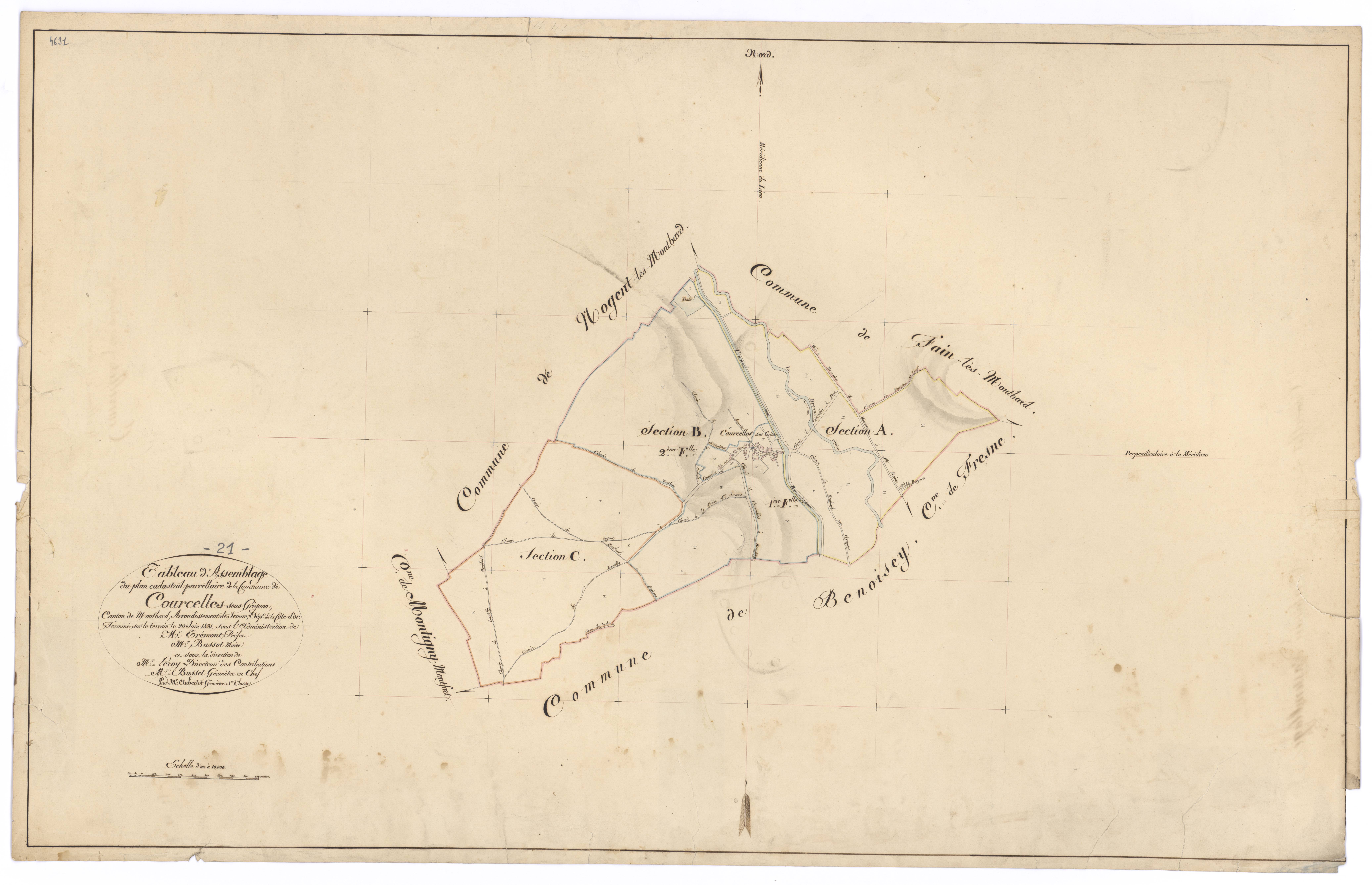Courcelles-lès-Montbard - Tableau d'assemblage - 3 P PLAN 211/1
