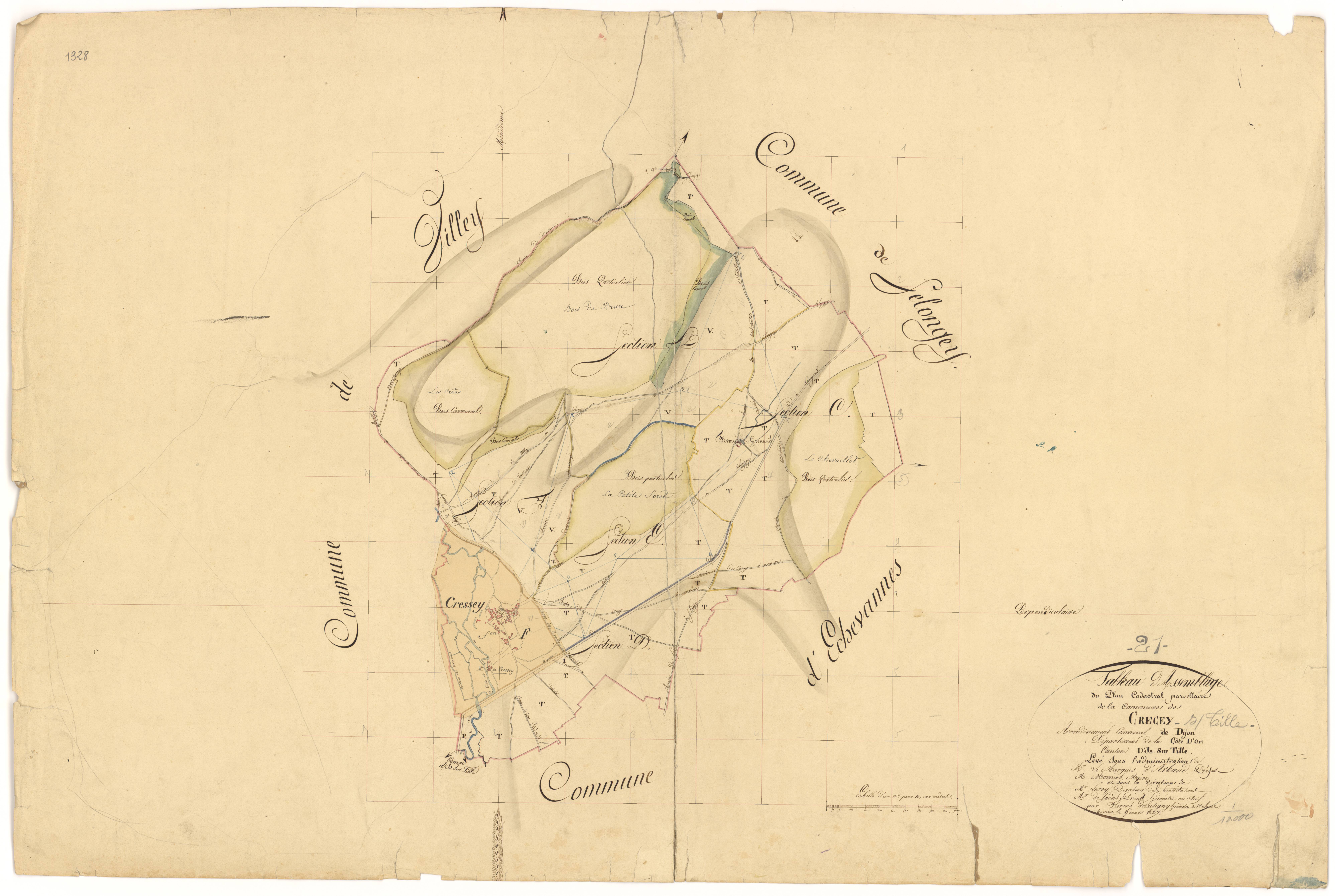 Crécey-sur-Tille - Tableau d'assemblage - 3 P PLAN 219/1