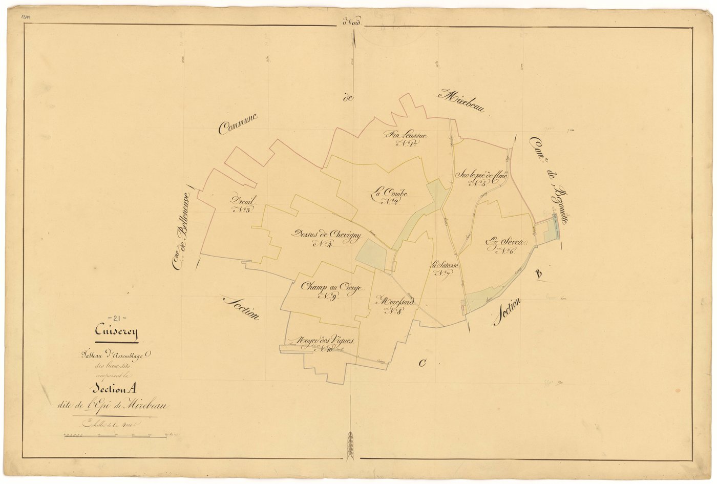 Cuiserey - Section A (tableau d'assemblage) - 3 P PLAN 223/2
