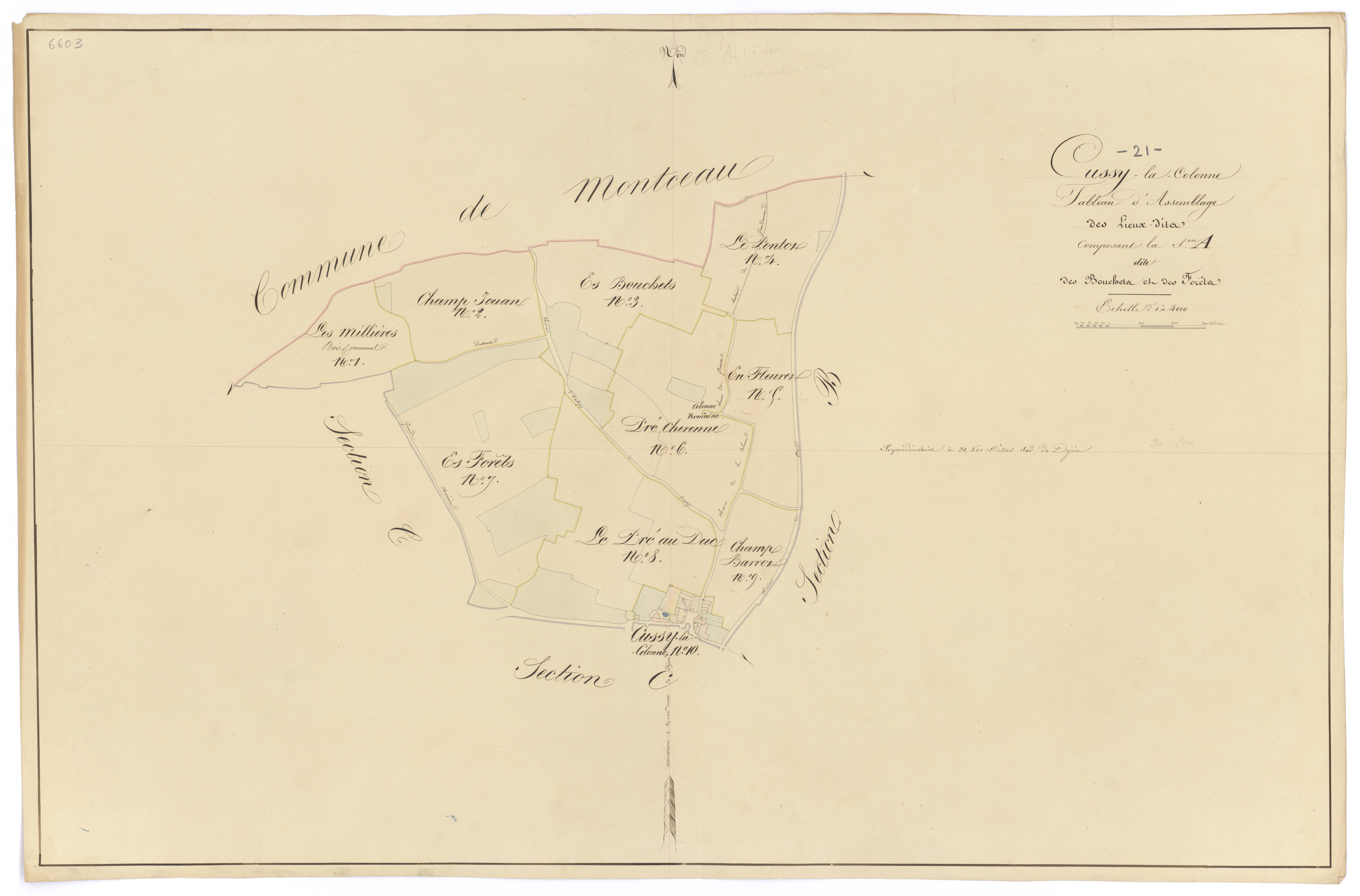 Cussy-la-Colonne - Section A (tableau d'assemblage) - 3 P PLAN 229/2