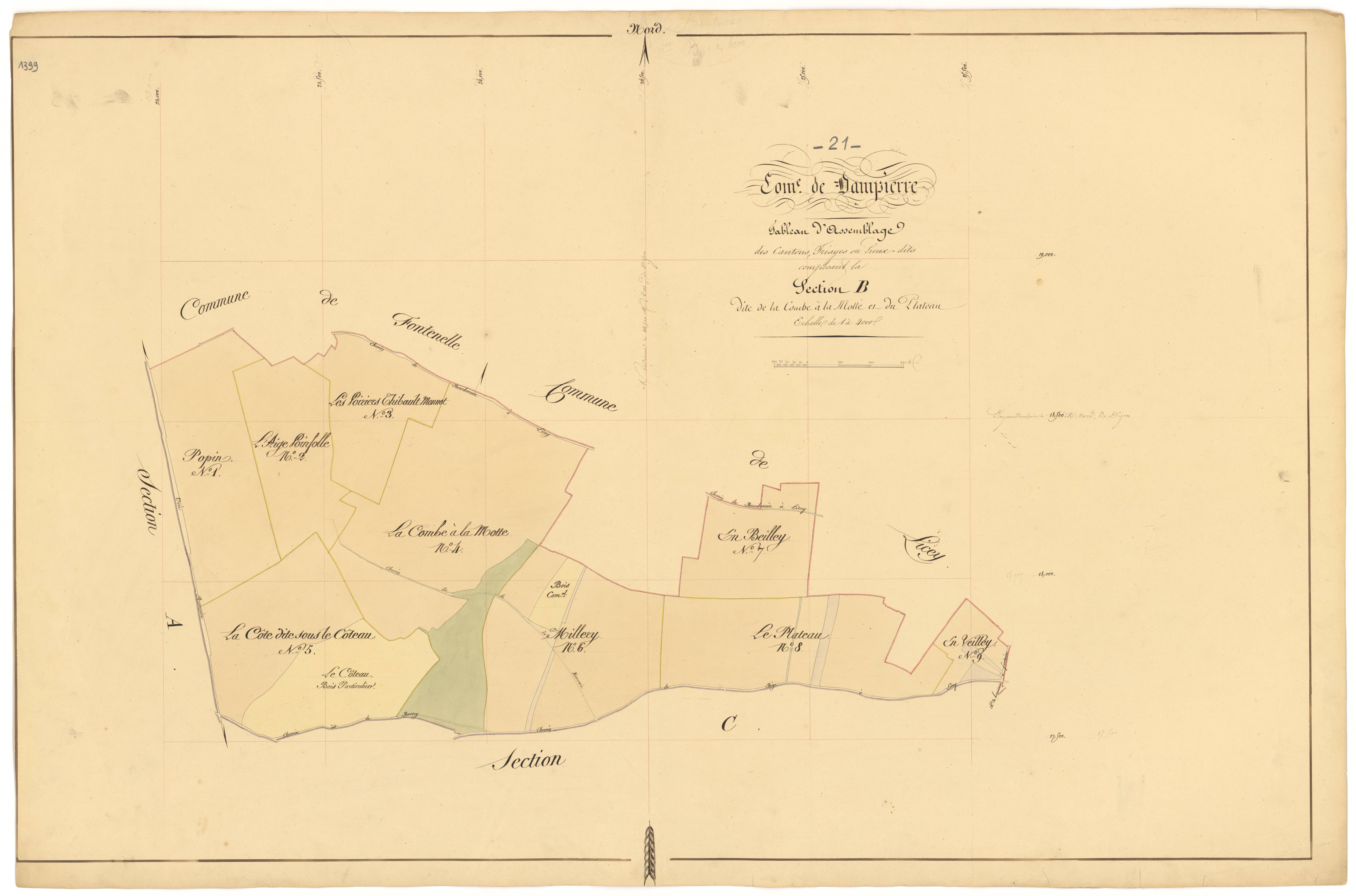 Dampierre-et-Flée - Section B (tableau d'assemblage) - 3 P PLAN 233/5
