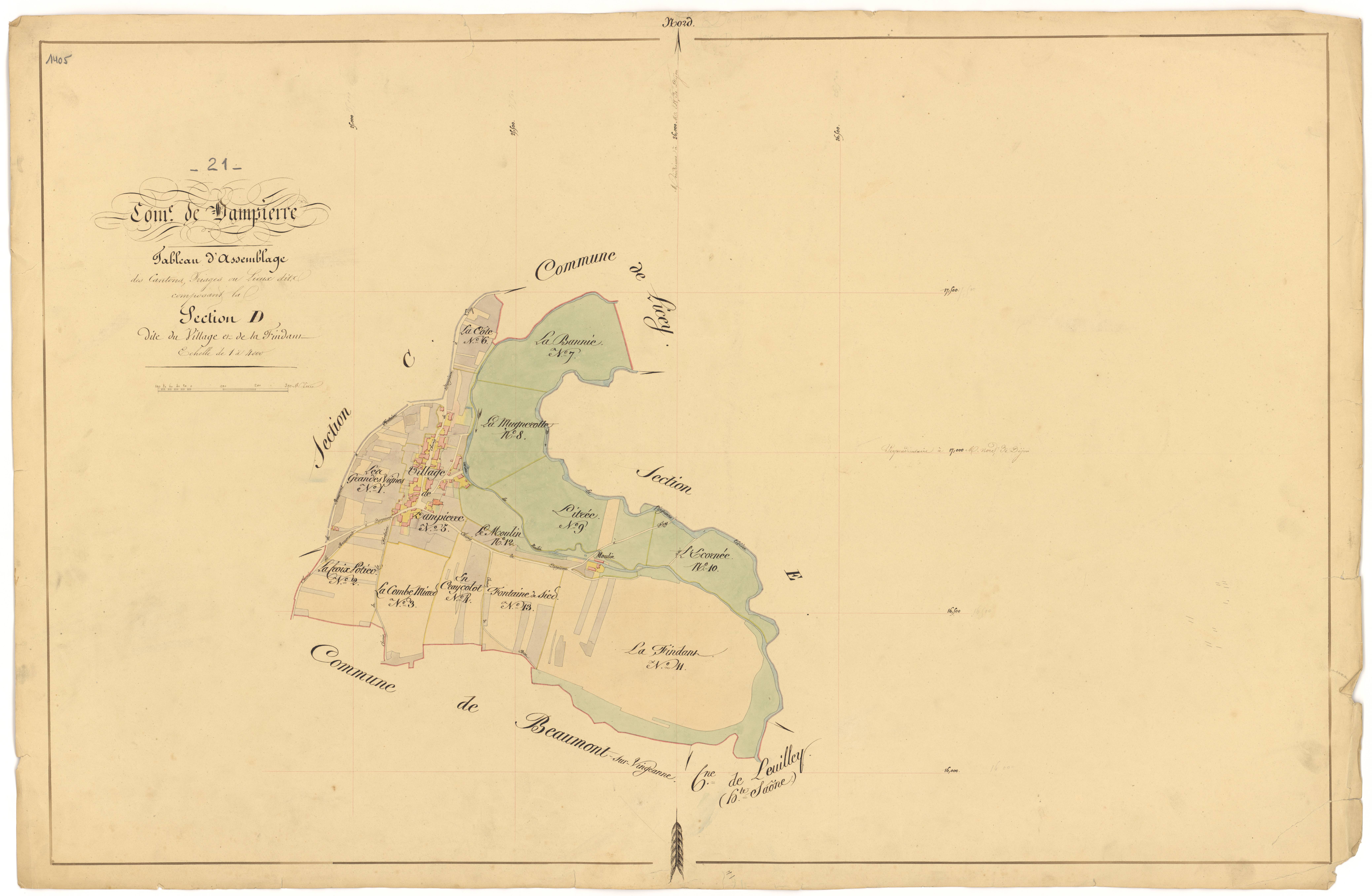 Dampierre-et-Flée - Section D (tableau d'assemblage) - 3 P PLAN 233/11