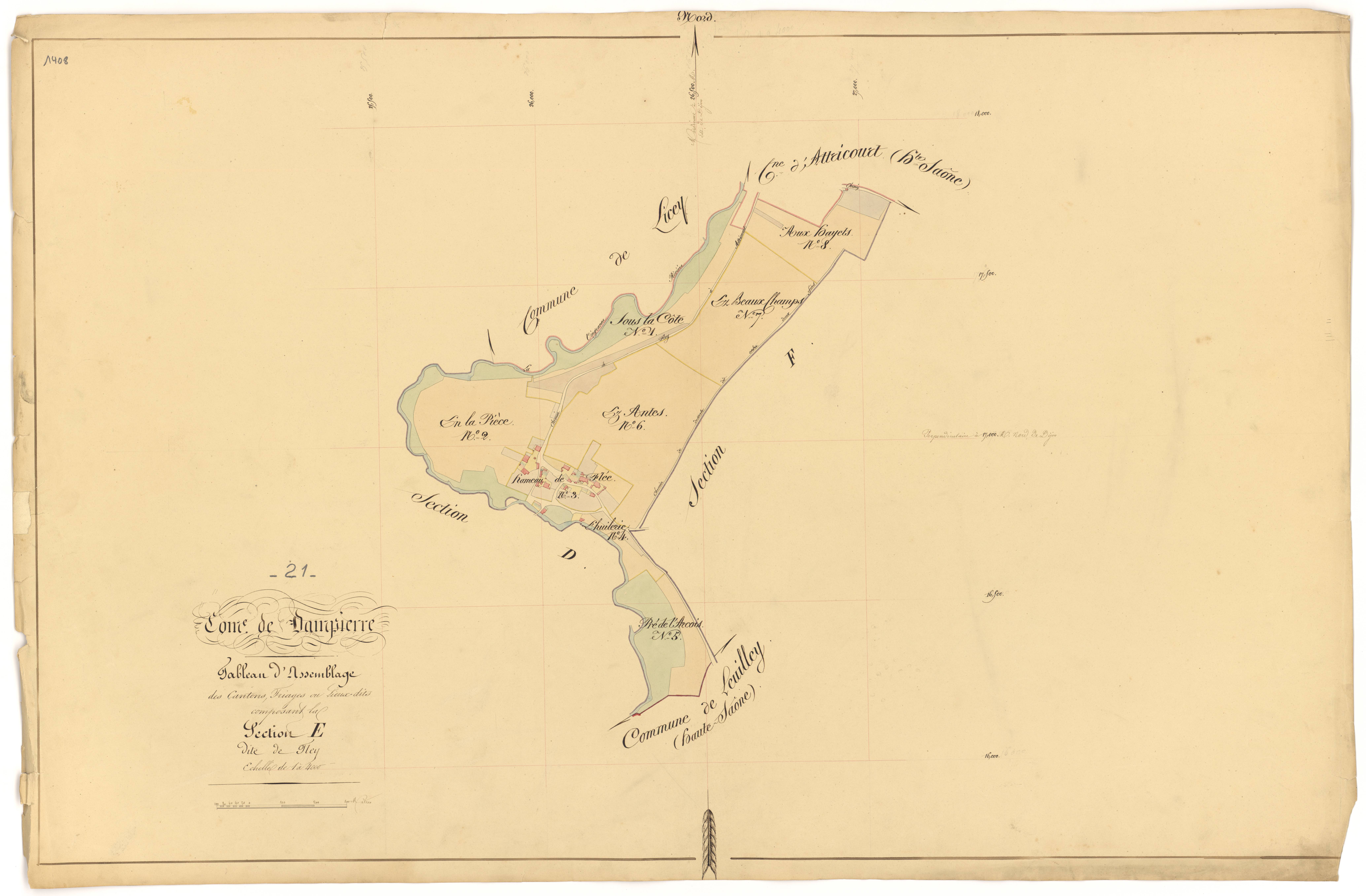Dampierre-et-Flée - Section E (tableau d'assemblage) - 3 P PLAN 233/14