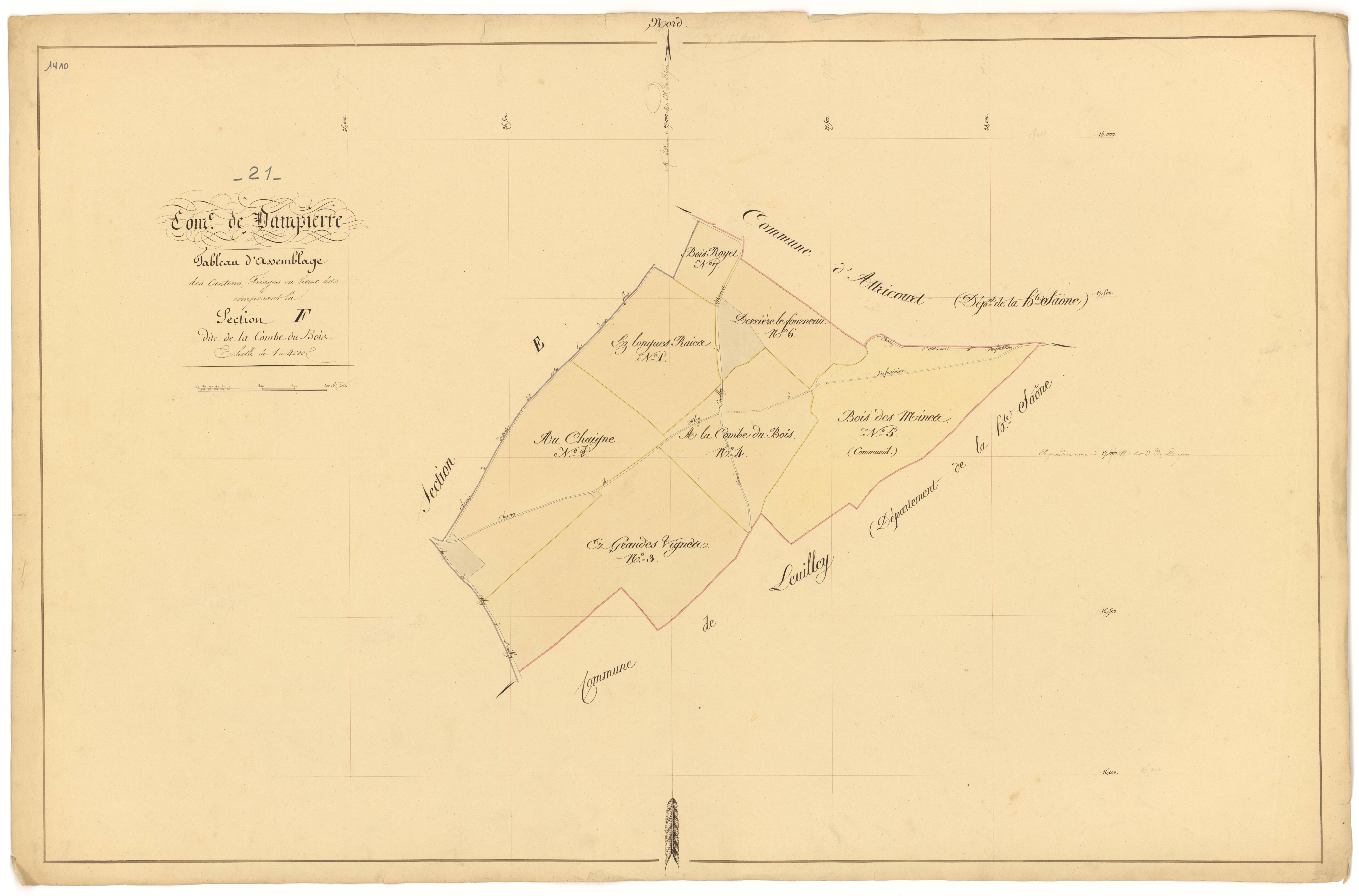 Dampierre-et-Flée - Section F (tableau d'assemblage) - 3 P PLAN 233/16