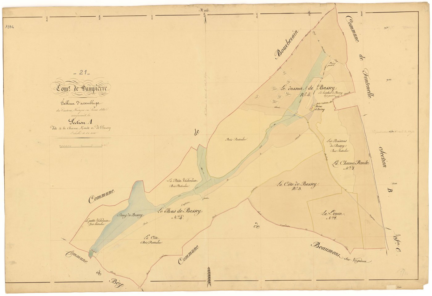 Dampierre-et-Flée - Section A (tableau d'assemblage) - 3 P PLAN 233/2