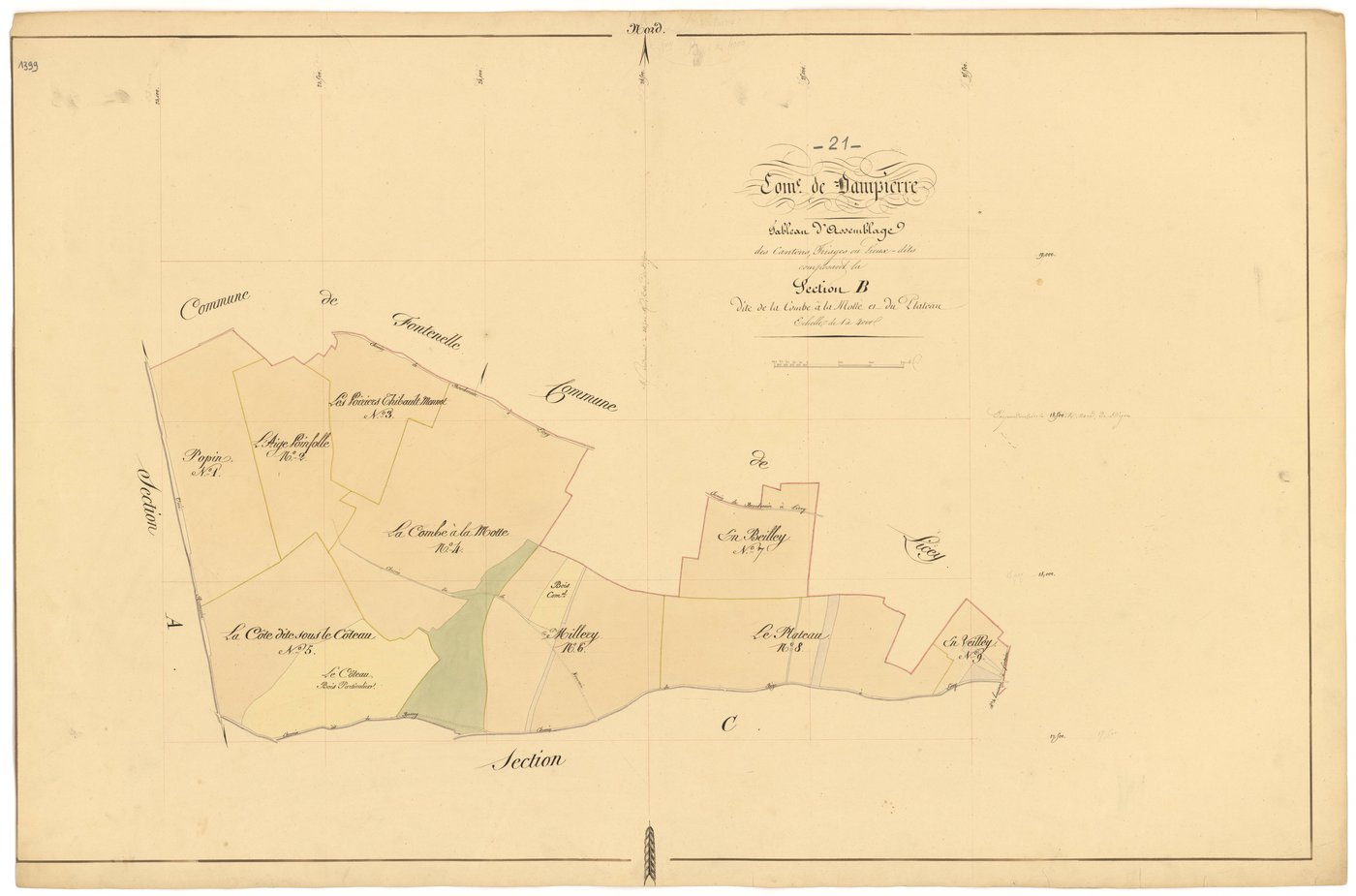 Dampierre-et-Flée - Section B (tableau d'assemblage) - 3 P PLAN 233/5
