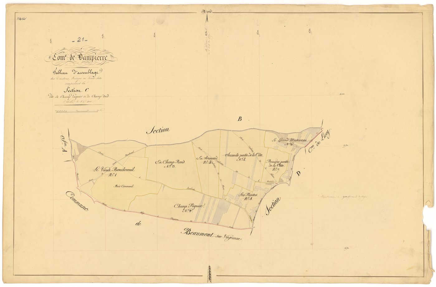 Dampierre-et-Flée - Section C (tableau d'assemblage) - 3 P PLAN 233/8